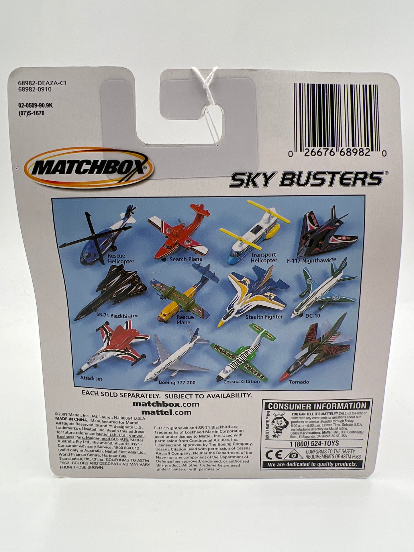 Matchbox Sky Busters Stealth Fighter MBAF Blue/White OO7