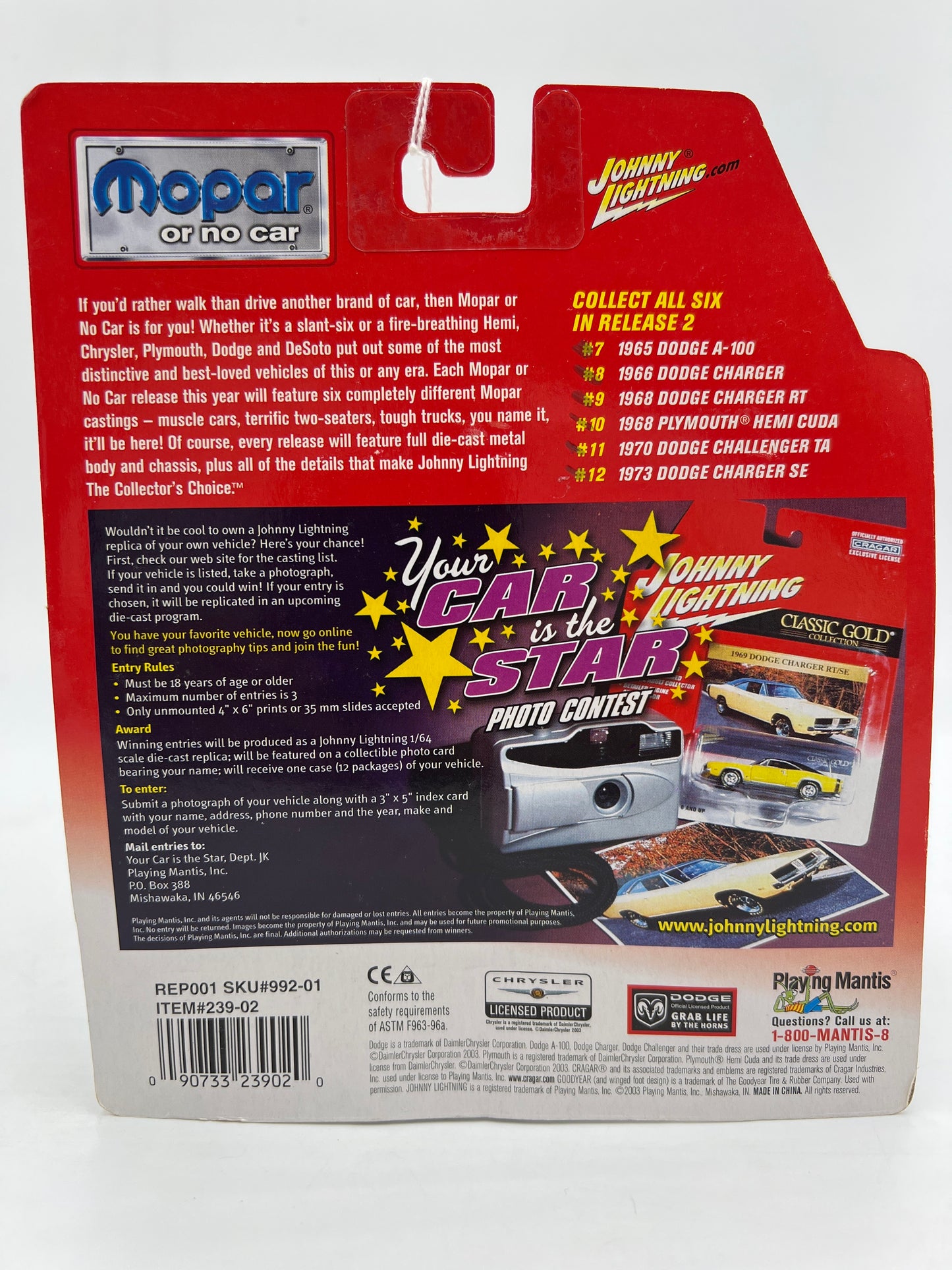 Johnny Lightning Mopar Or No Car #11 1970 Dodge Challenger TA Green 219D