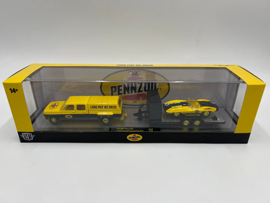 M2 Machines Auto Haulers CHASE Pennzoil 1973 GMC Sierra 3500 & 1959 Chevrolet Corvette XP-86 S42
