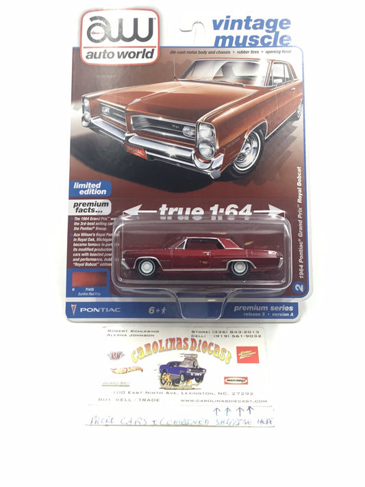 Auto world vintage muscle 1964 Pontiac Grand Prix Royal Bobcat version A Ultra Red Chase