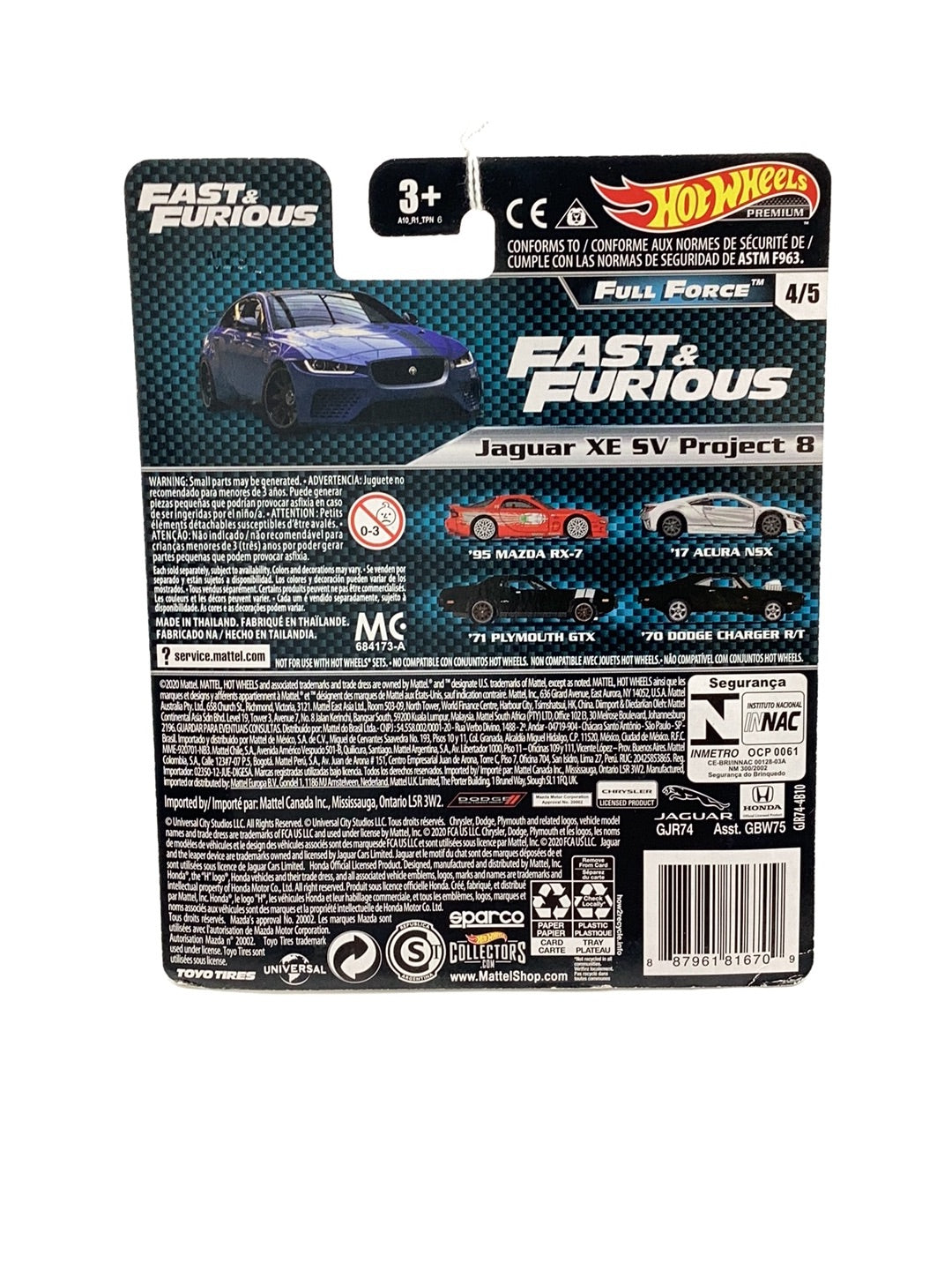 Hot Wheels Fast and Furious Full Force Jaguar XE SV Project 8 4/5 250F