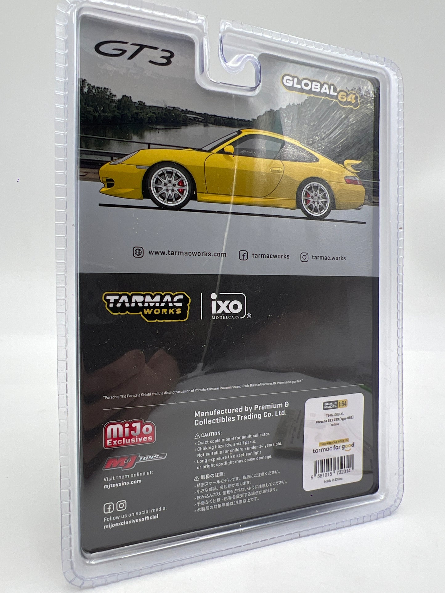 Tarmac Works x IXO Models Mijo Exclusives CHASE Porsche 911 GT3 Type 996 Yellow