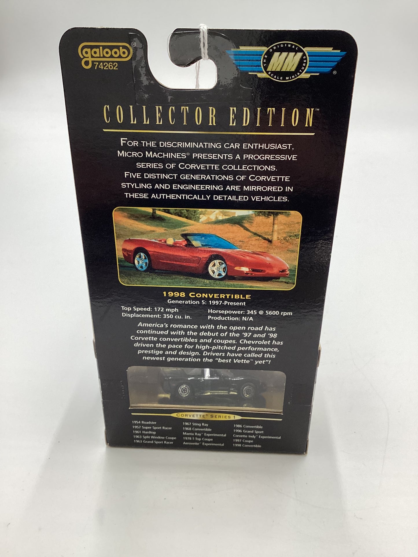 Micro Machines Collectors Edition Corvette Series 1 1998 Convertible Black 1/20000 SR CE 15