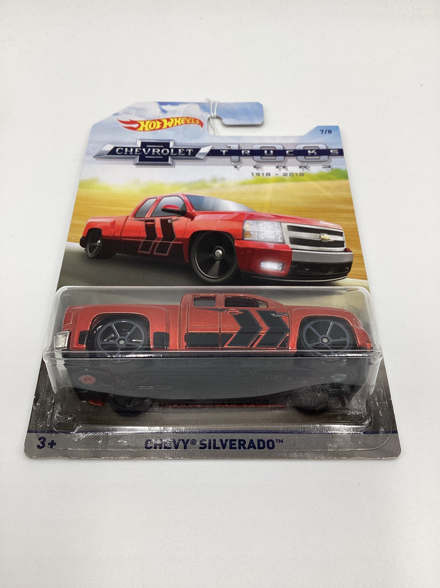 Hot Wheels Walmart 100 Years Chevy #7 Chevy Silverado Red 161J