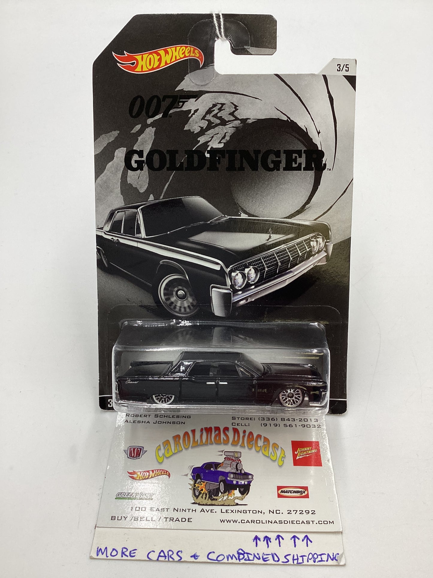 Hot Wheels Exclusive 007 Goldfinger #3 64 Lincoln  Continental Black Veins on Back