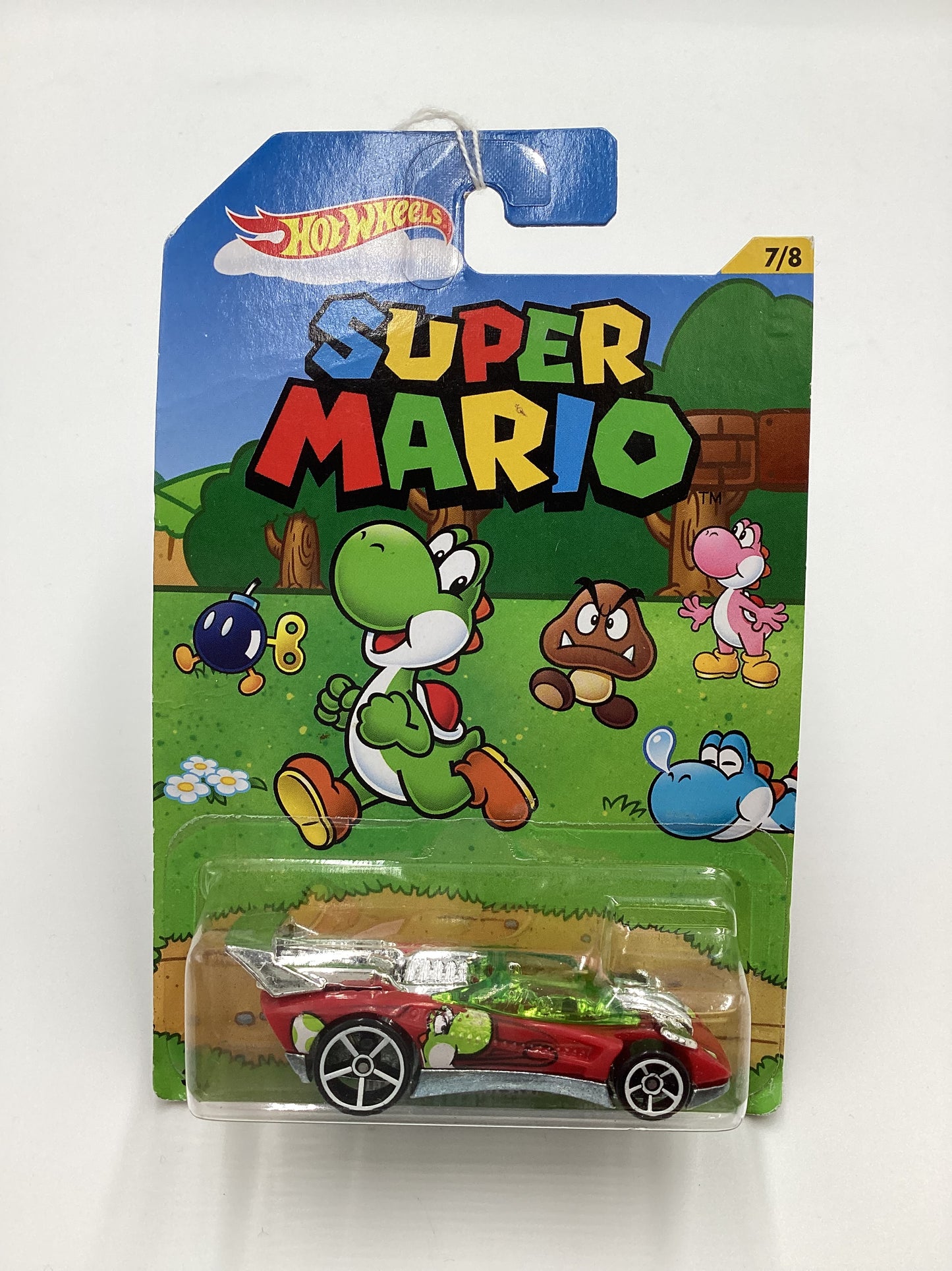 2016 Hot Wheels Super Mario #7 Flathead Fury Red Yoshi 157A