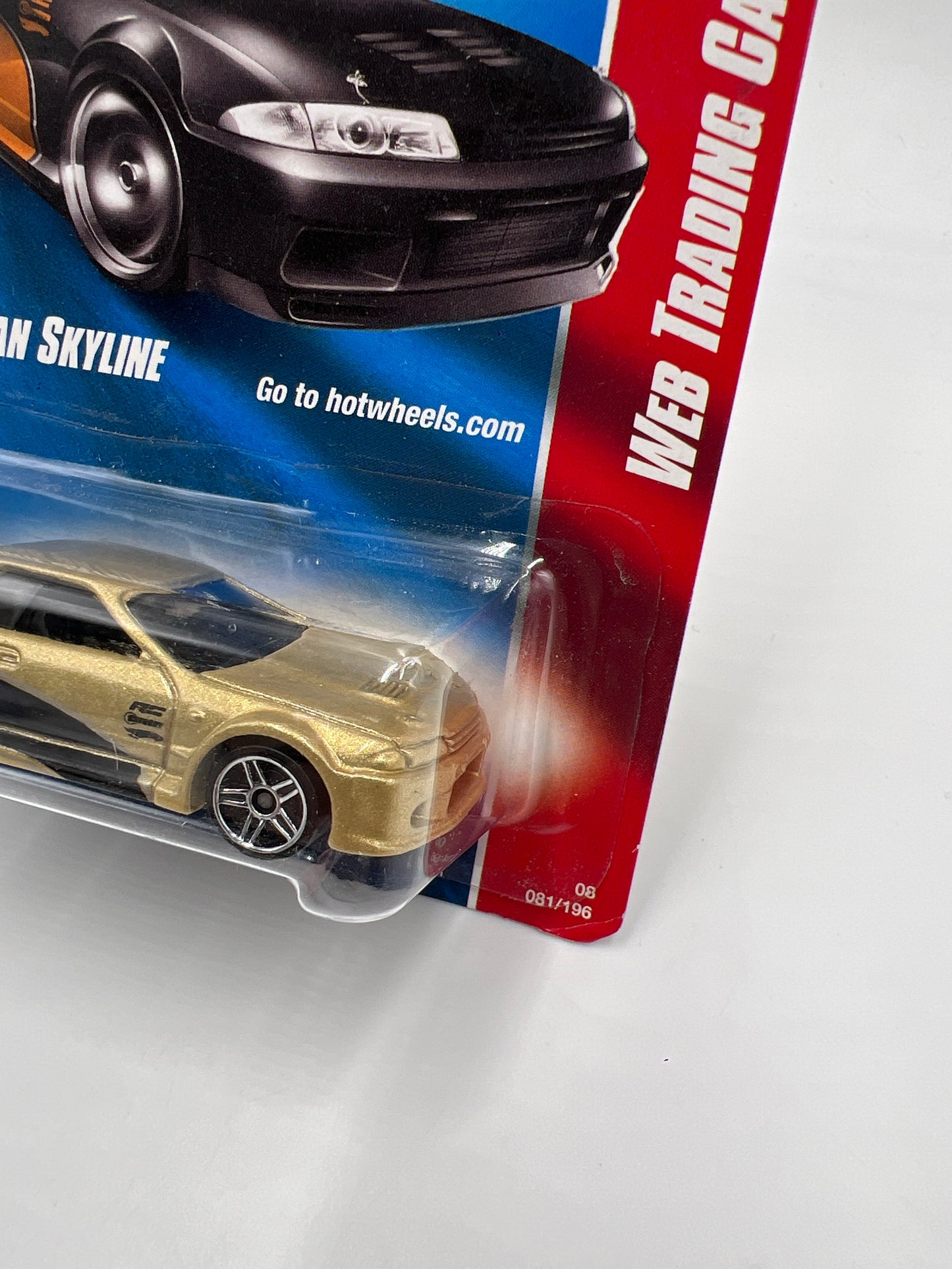 2008 Hot Wheels Web Trading Cars #81 Nissan Skyline Gold W/Protector