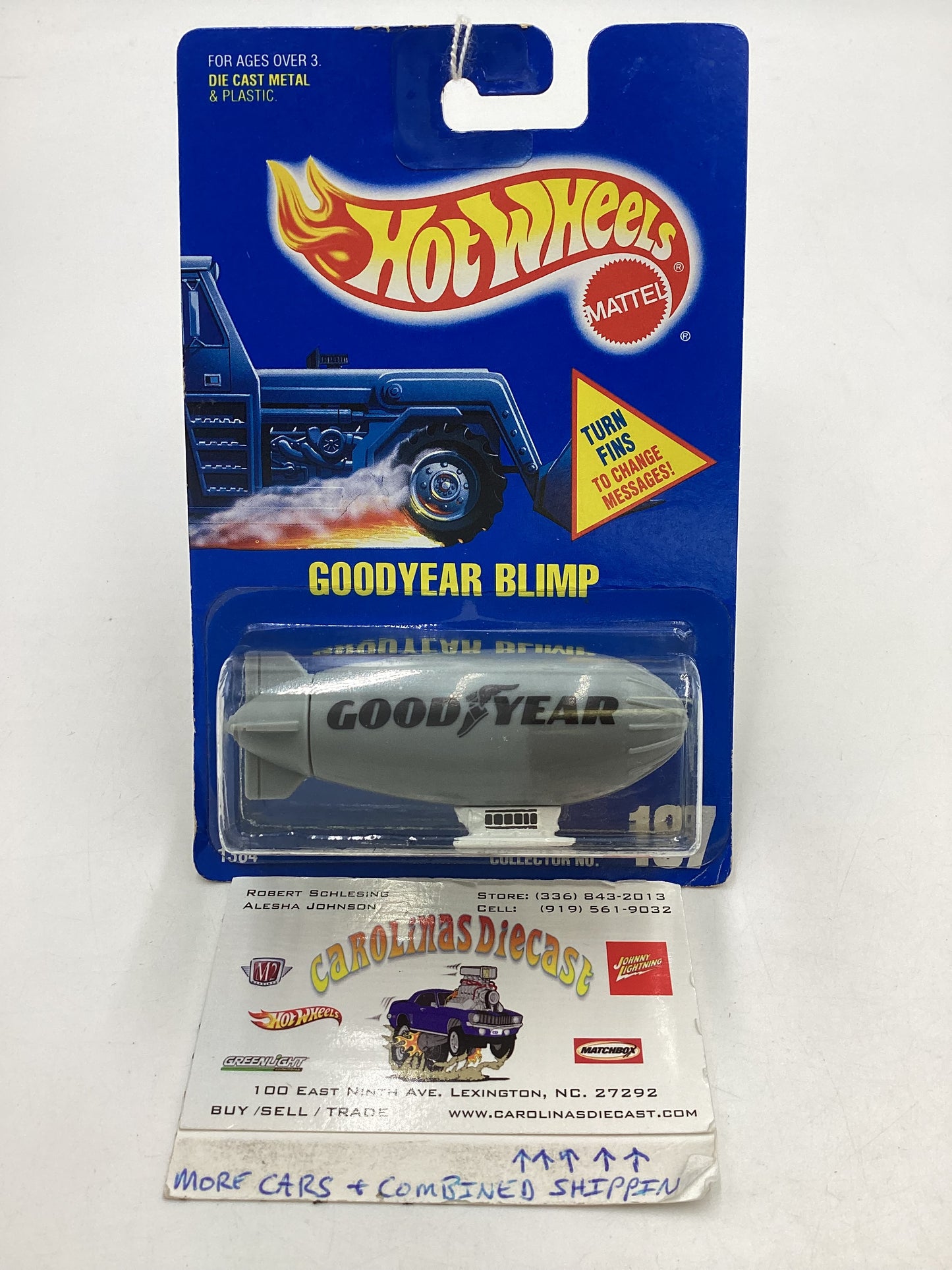 Hot Wheels Blue Card Collector No. 137 Goodyear Blimp Right Facing 240C