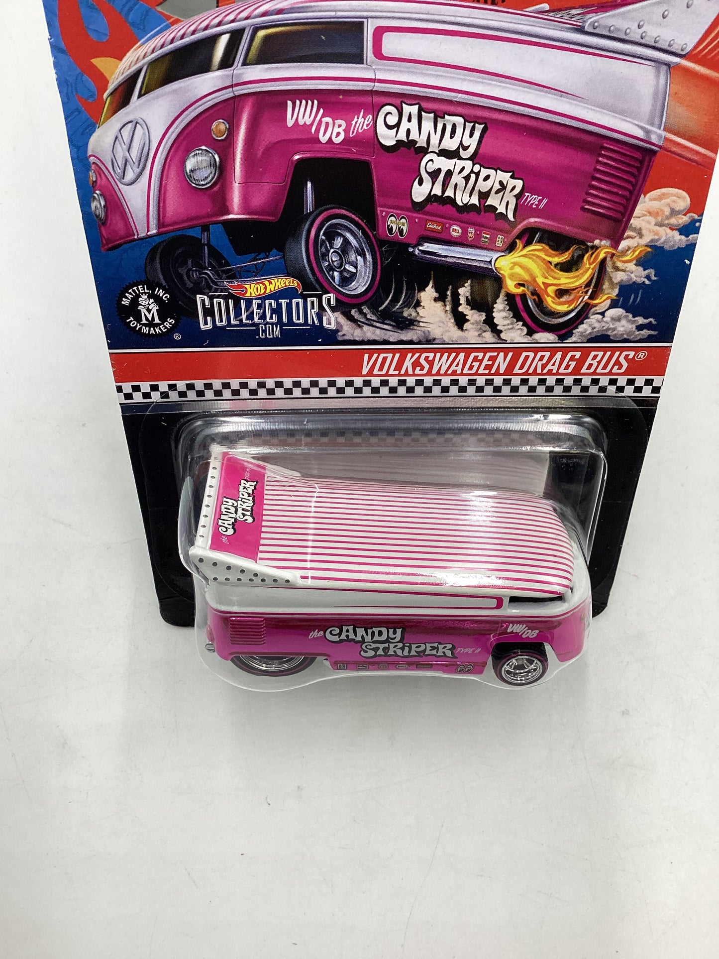 Hot wheels Redline club Volkswagen Drag Bus Candy Striper Silver Emblem 19276/20000 with protector