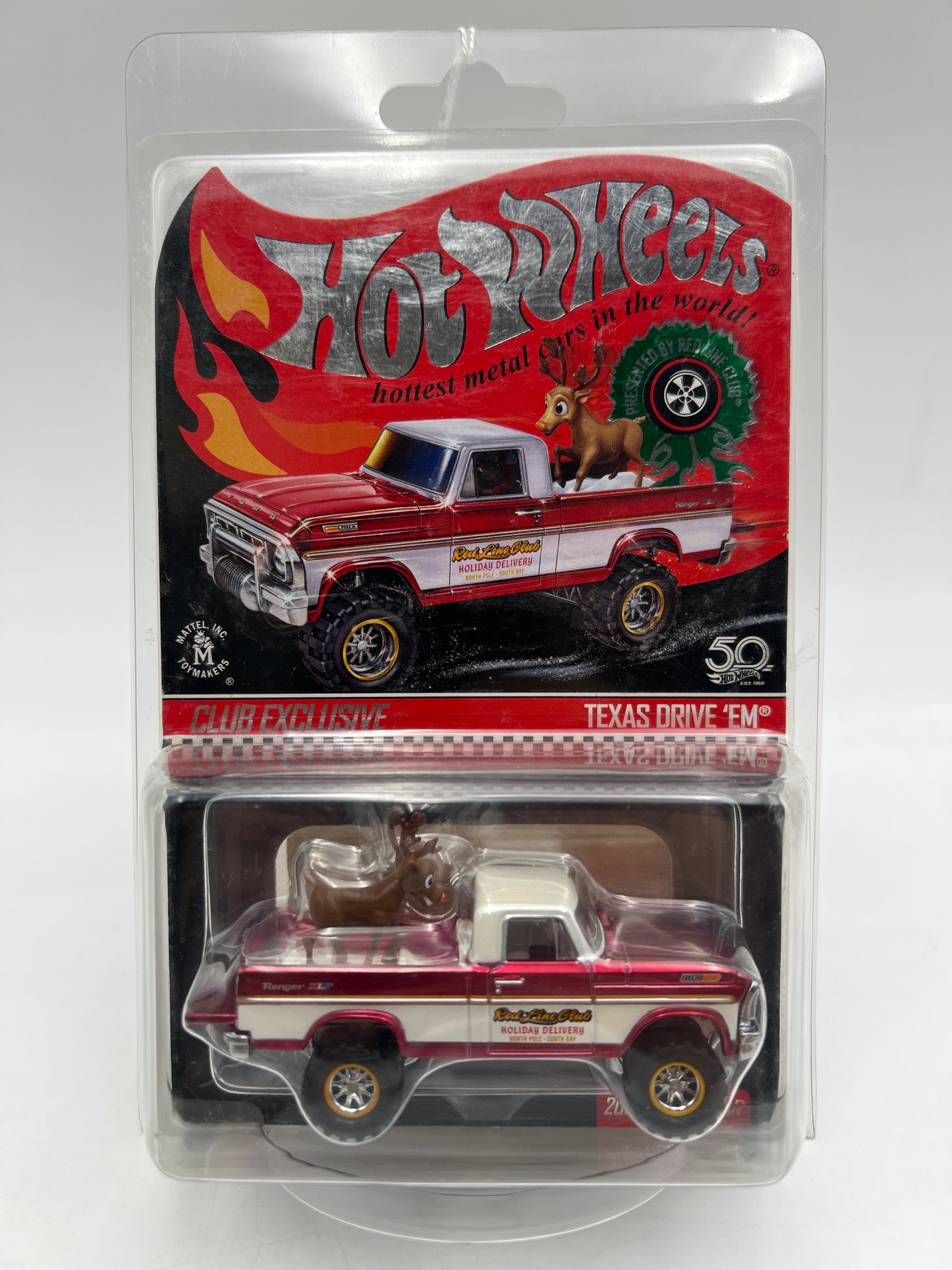 2018 Hot Wheels RLC Club Exclusive Holiday Car #1413/9000 Texas Drive Em W/Protector