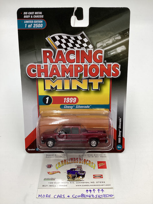 Racing Champions Mint #1 Release 1 Version B 1999 Chevy Silverado Red