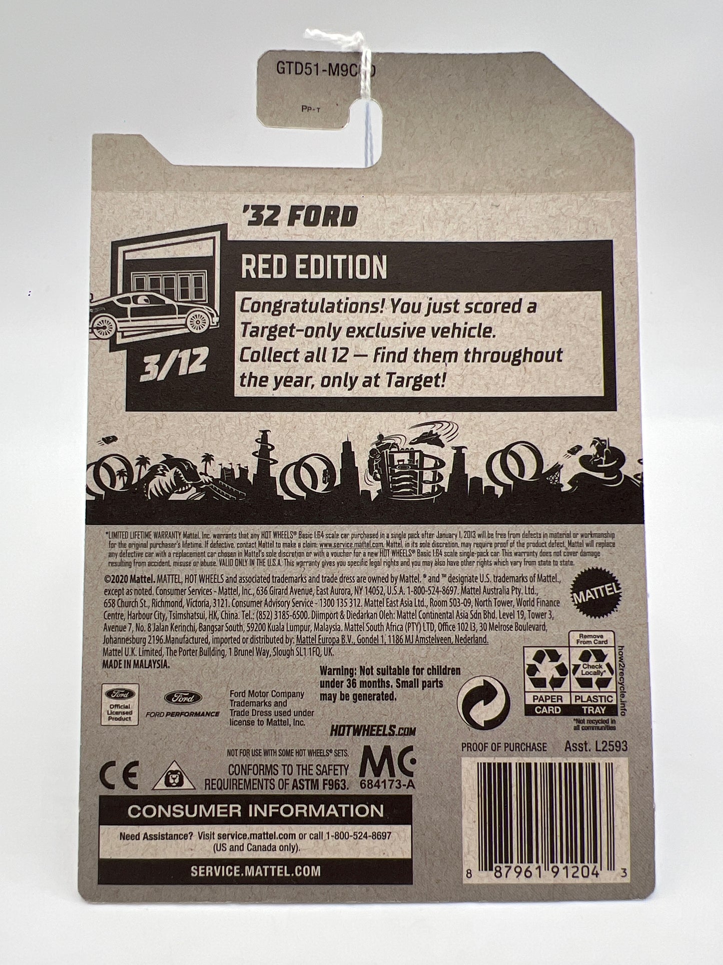 2021 Hot Wheels Target Exclusive Red Edition #27 Uno 32 Ford Red 147C