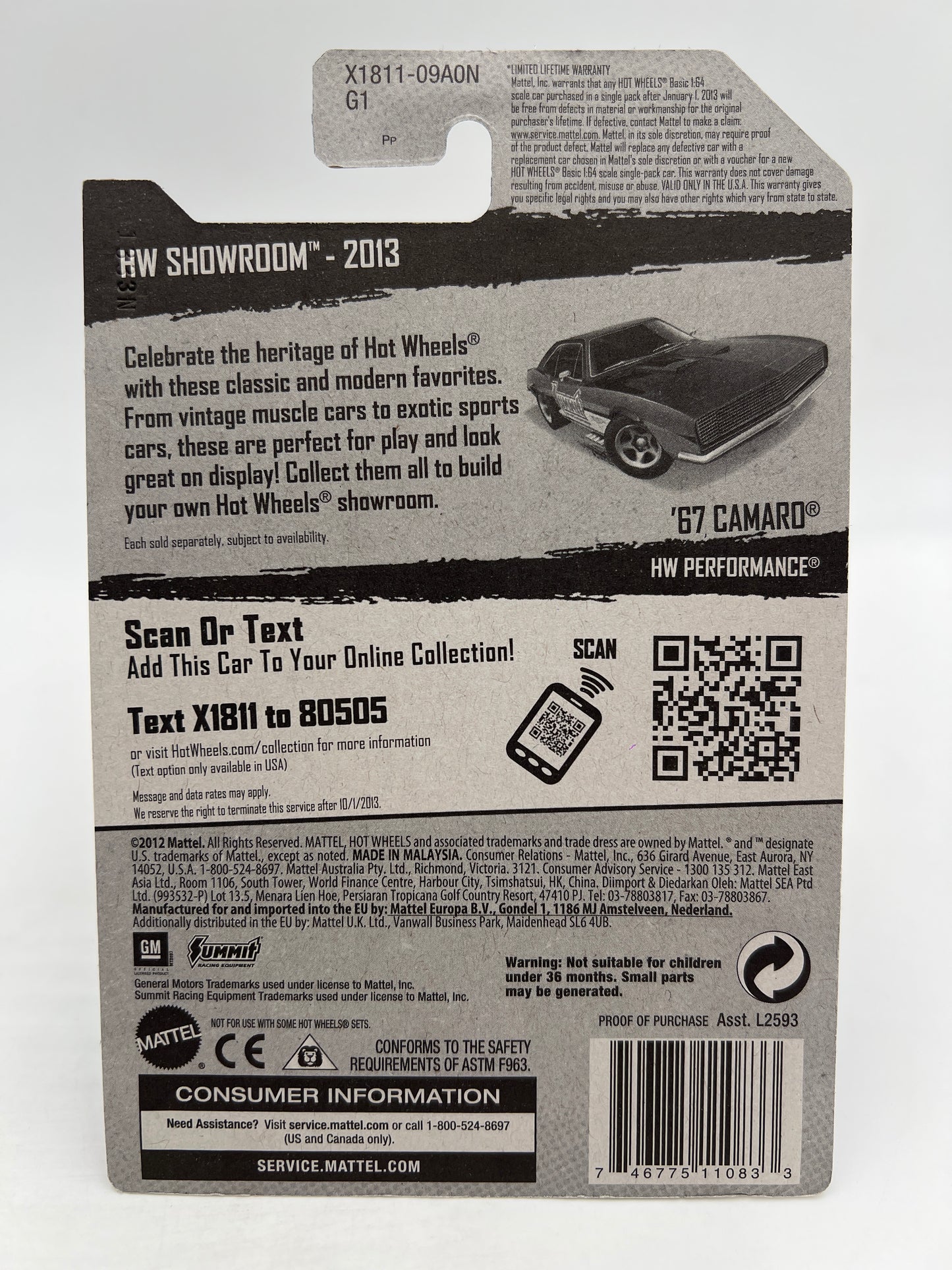 2013 Hot Wheels Factory Sealed Super Treasure Hunt & Regular #244 67 Camaro Black Summit W/Protector