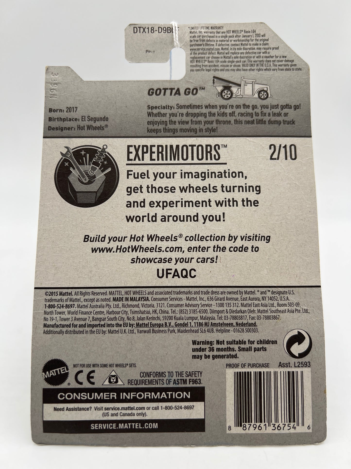 2017 Hot Wheels Experimotors #101 Gotta Go Blue 120H