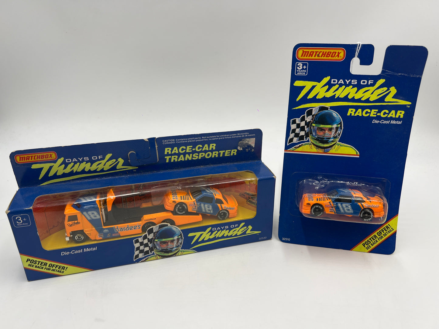 Matchbox Days Of Thunder Team Race-Car Transporter & Race Car Hardees Lot Of 2