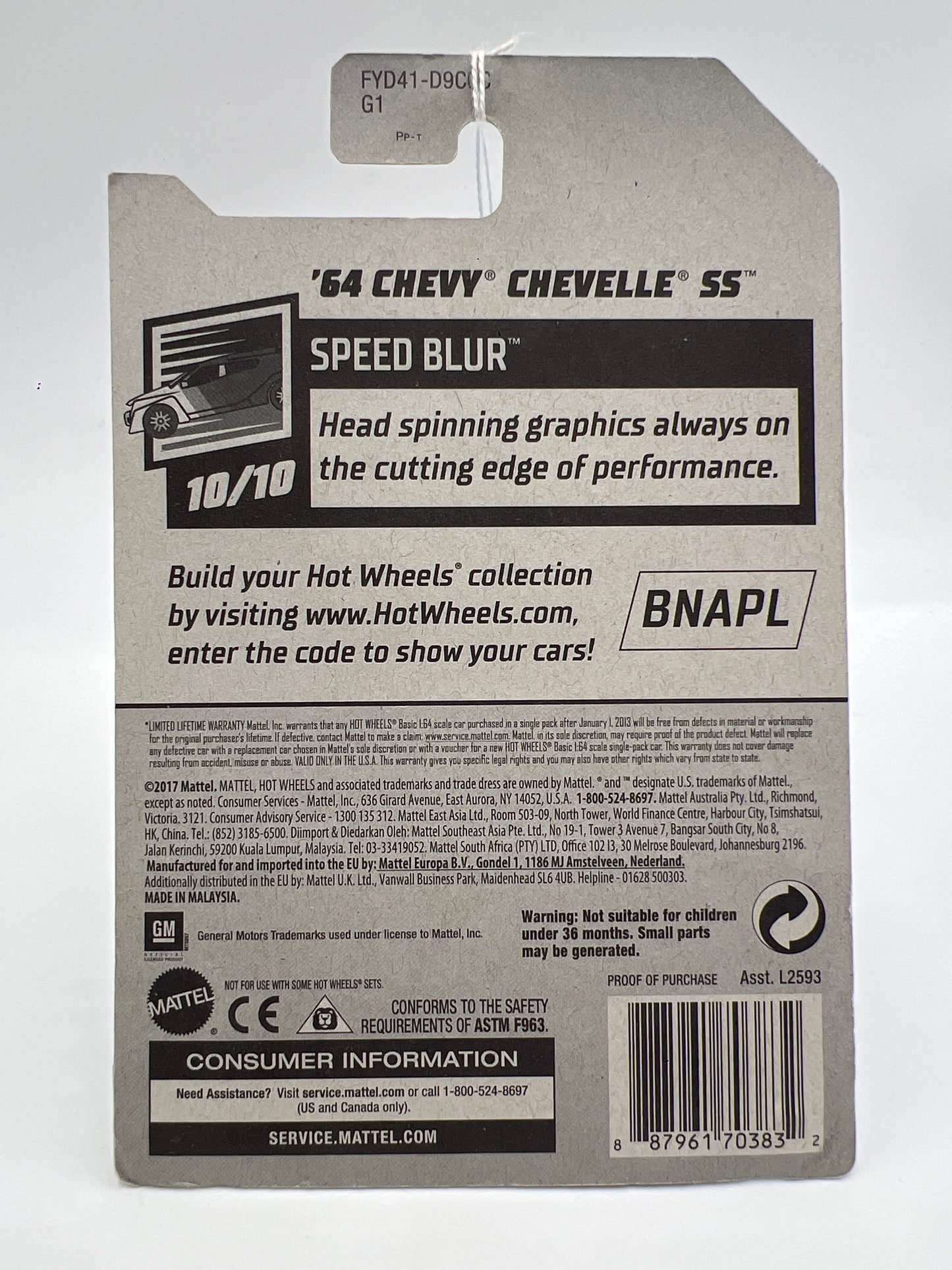 2019 Hot Wheels Speed Blur #62 64 Chevy Chevelle SS Teal 8C