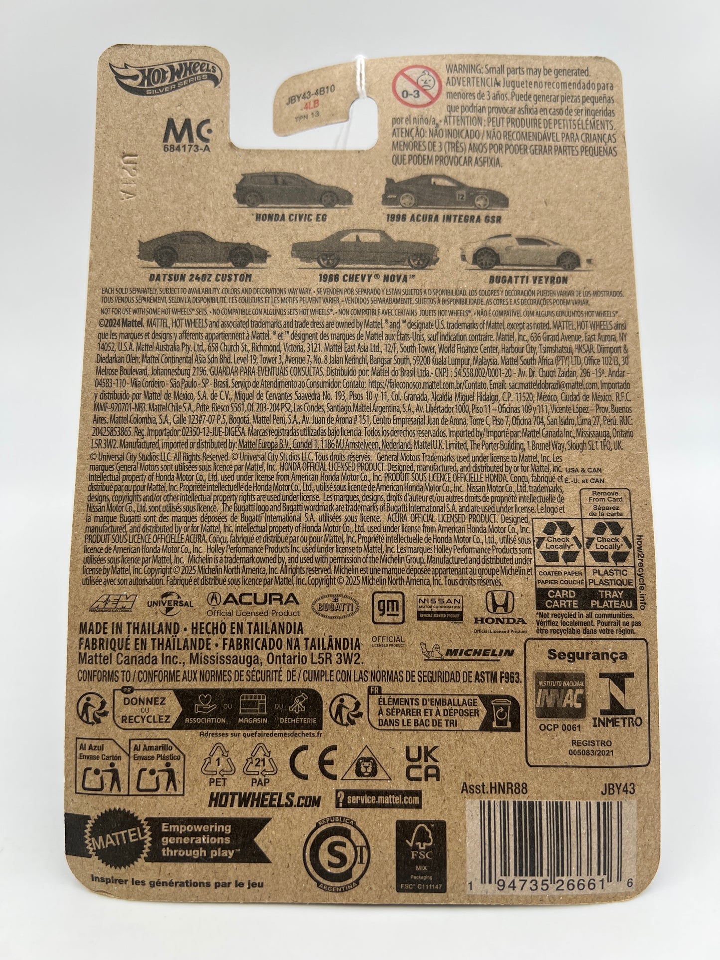 2025 Hot Wheels Silver Series Fast & Furious Racing Course #5 Bugatti Veyron White 74A