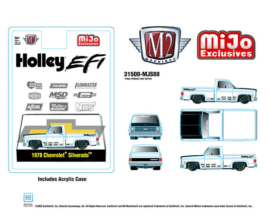 Preorder M2 Machines 1:64 1978 Chevrolet Silverado Holley Custom White MiJo Exclusives MJS88