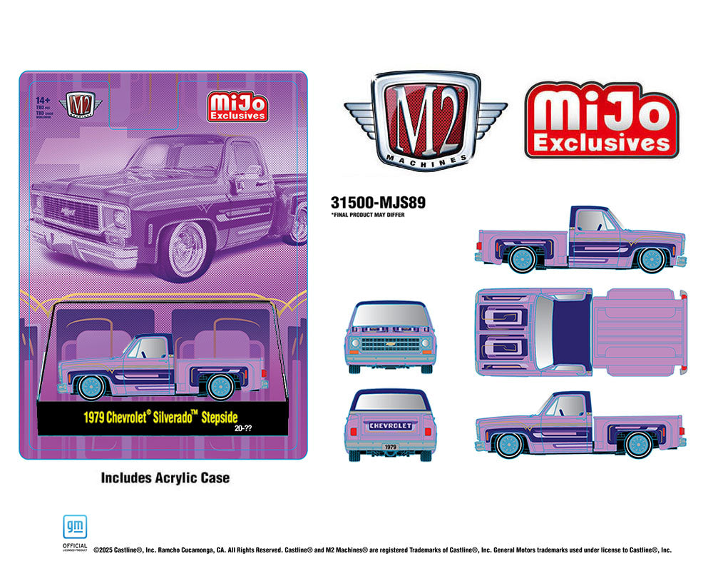 Preorder M2 Machines 1:64 1978 Chevrolet Silverado Stepside Lowriders Purple MiJo Exclusive MJS89