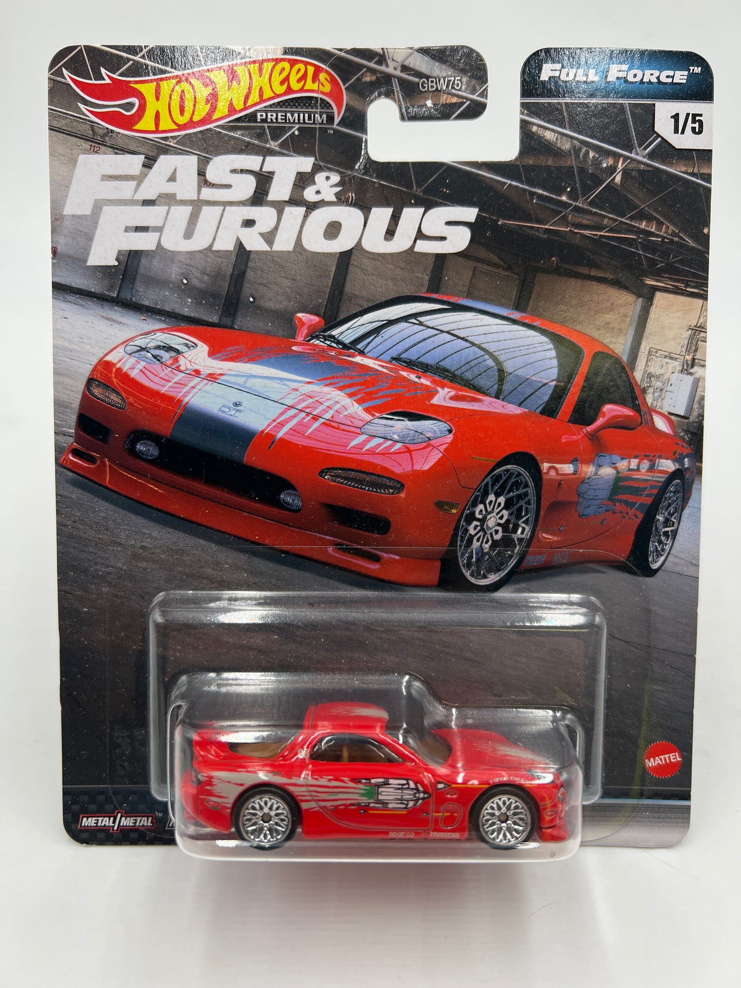 Hot Wheels Fast & Furious Full Force #1 95 Mazda RX-7 Red W/Protector