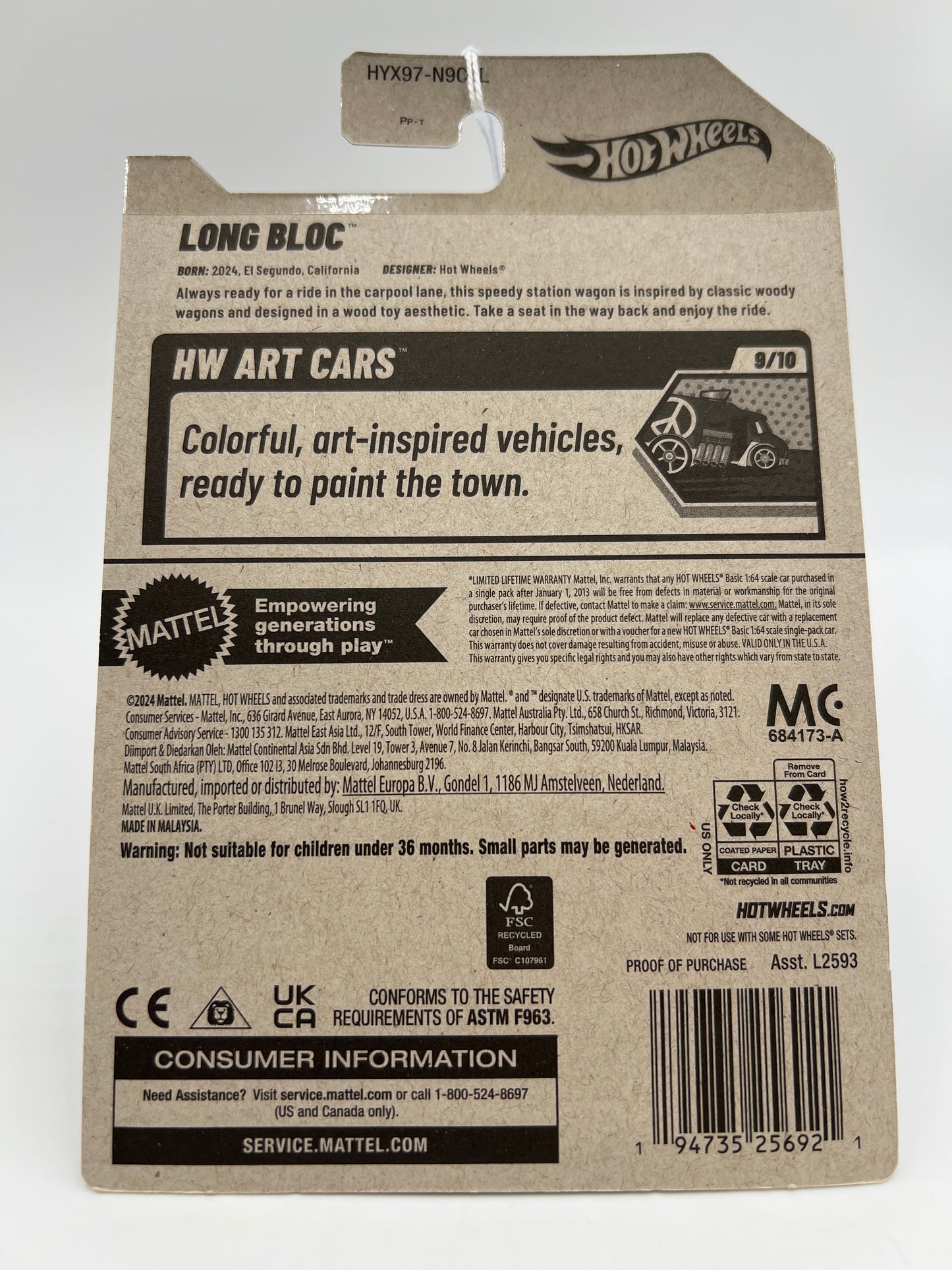 2025 Hot Wheels L Case Art Cars #135 Long Bloc Green