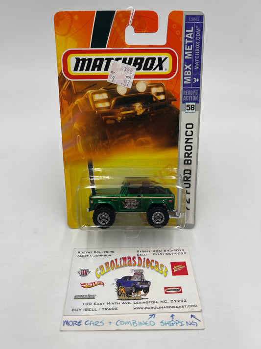 Matchbox MBX Metal #58 72 Ford Bronco Emerald Green 216G