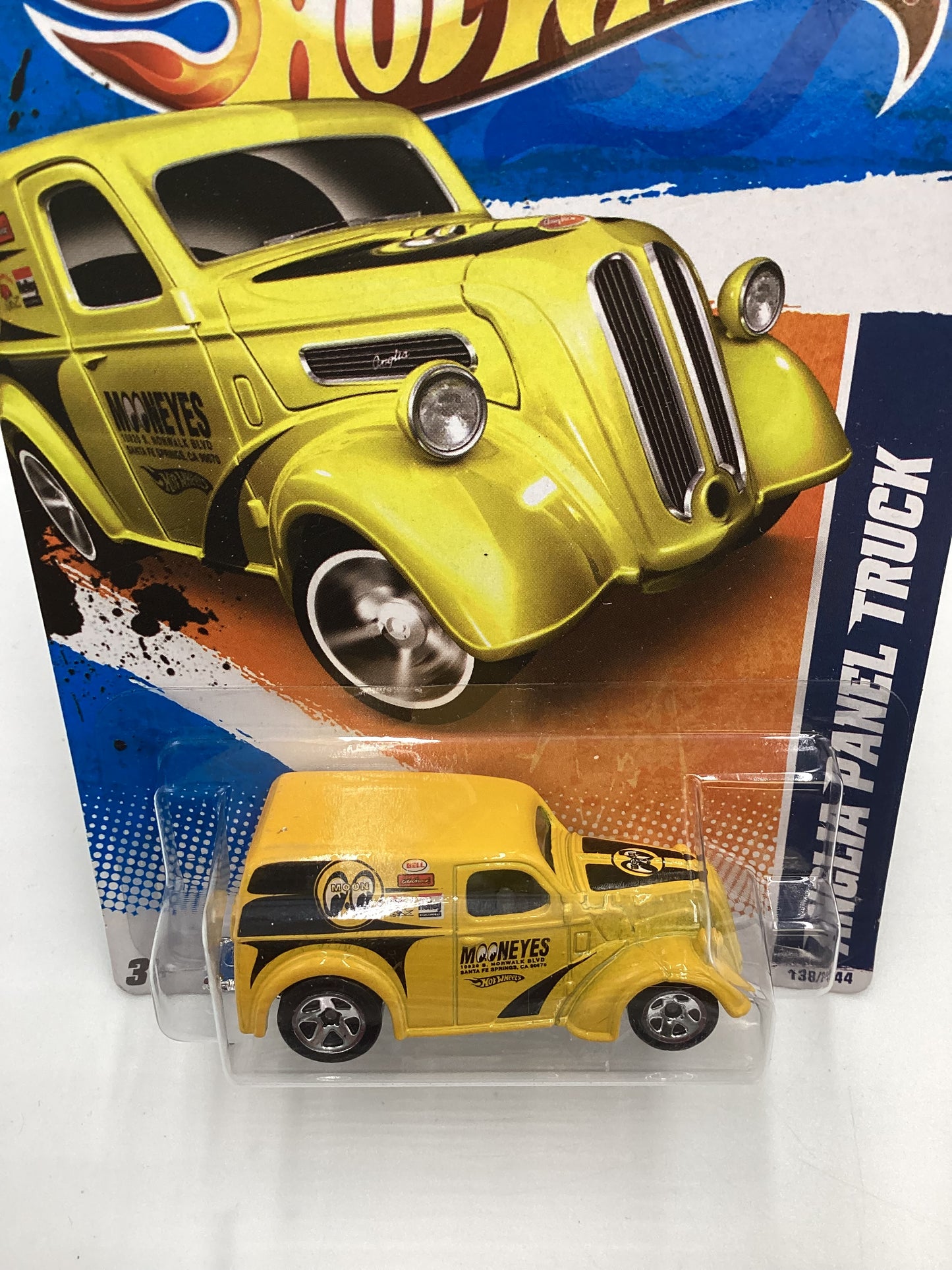 2011 Hot wheels #138 Anglia Panel Truck Yellow Moon Eyes Green Lantern Card (SR)