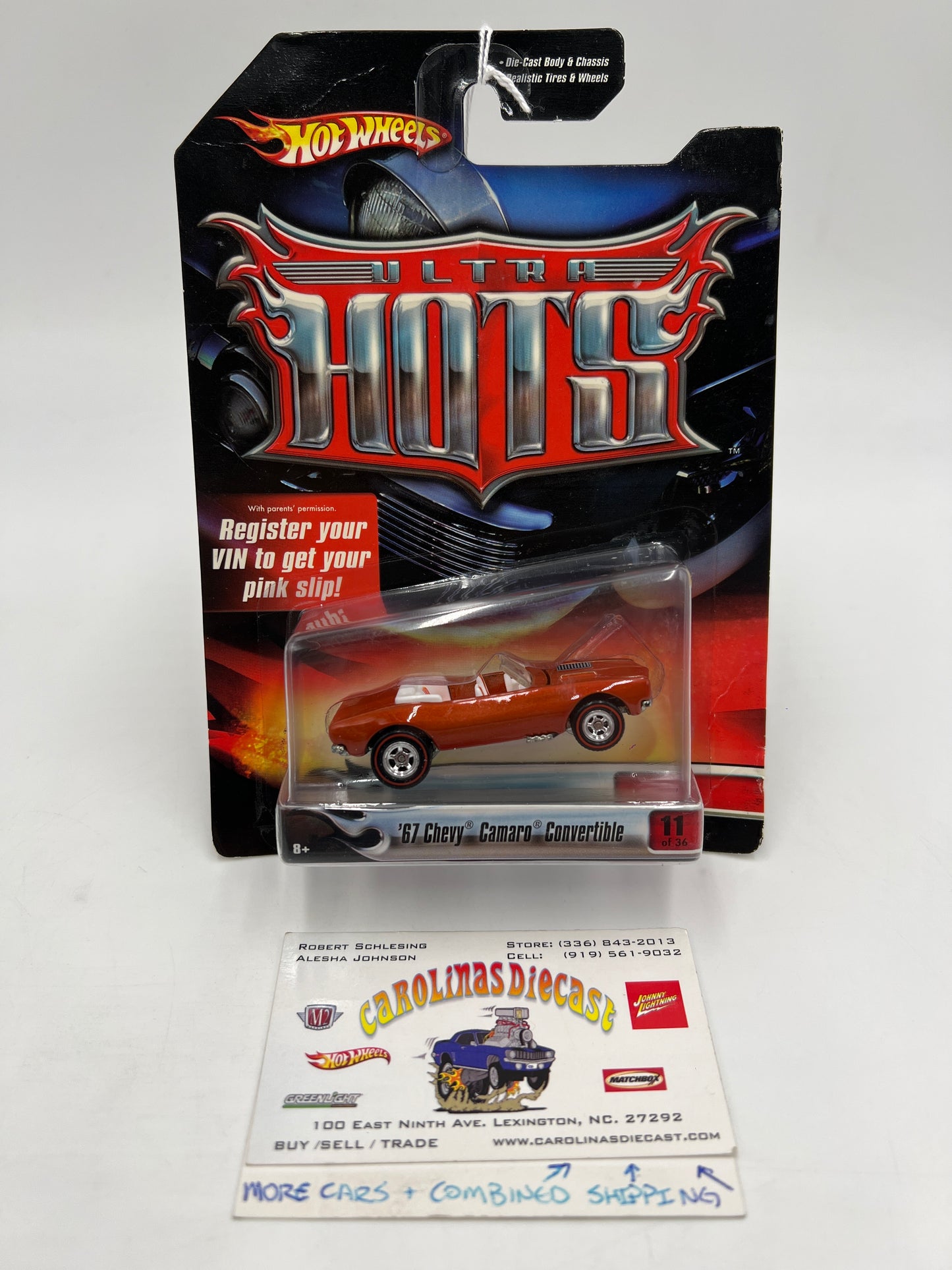 Hot Wheels Premium Ultra Hots #11 67 Chevy Camaro Convertible Orange Card Not Perfect 244E