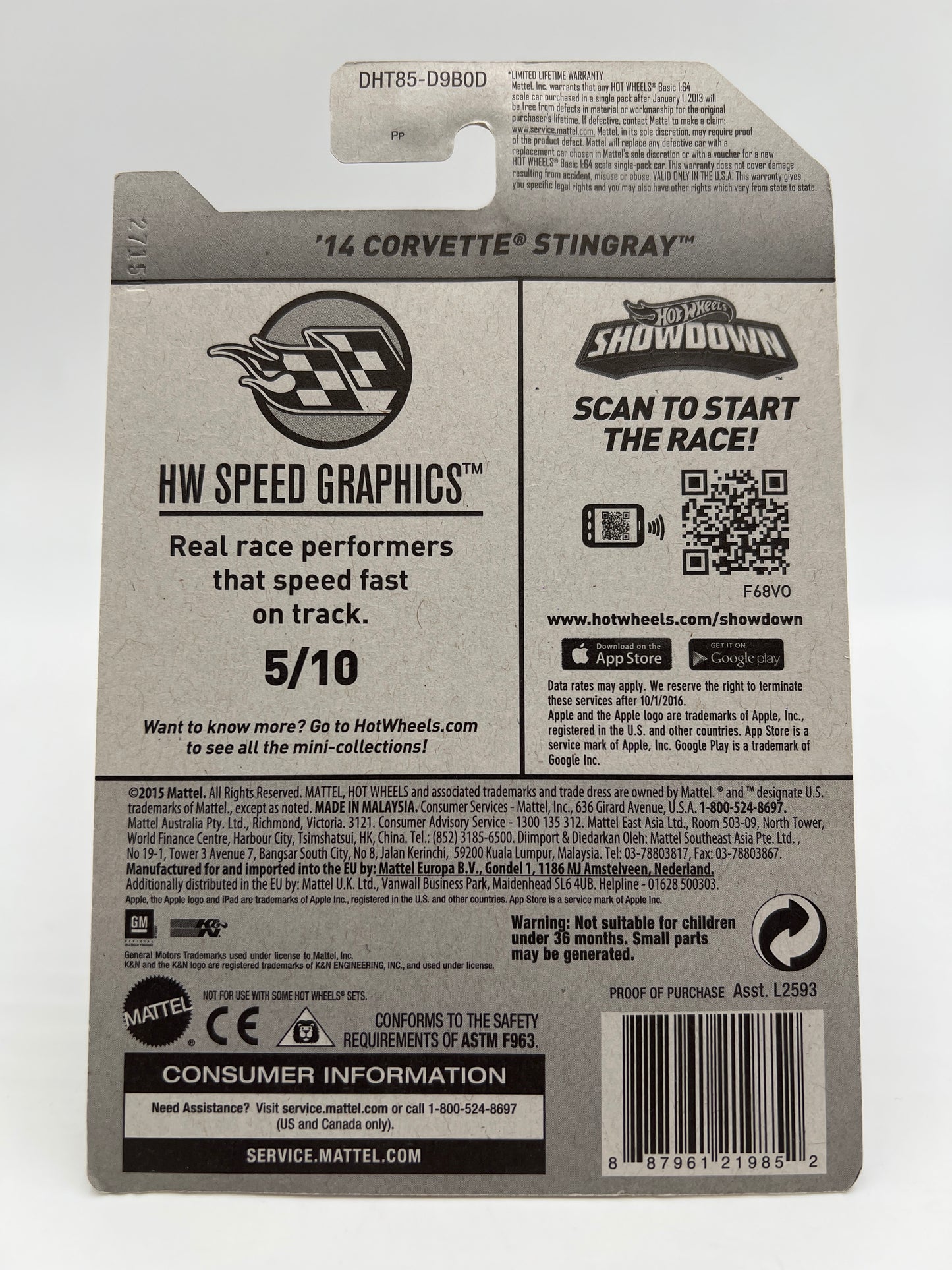 2016 Hot Wheels Super Treasure Hunt #180 14 Corvette Stingray Black K&N W/Protector