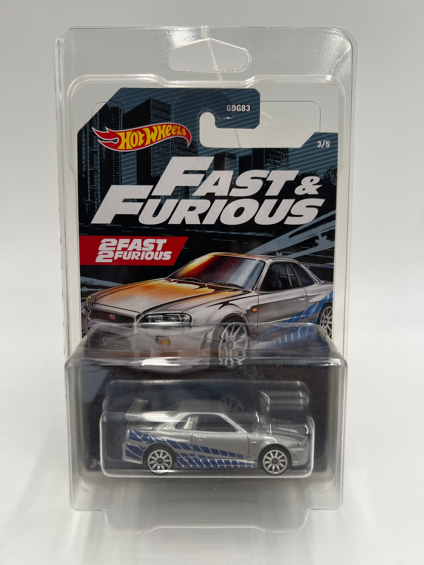 Hot Wheels Fast and Furious #3 Nissan Skyline GT-R BNR34 Silver W/Protector