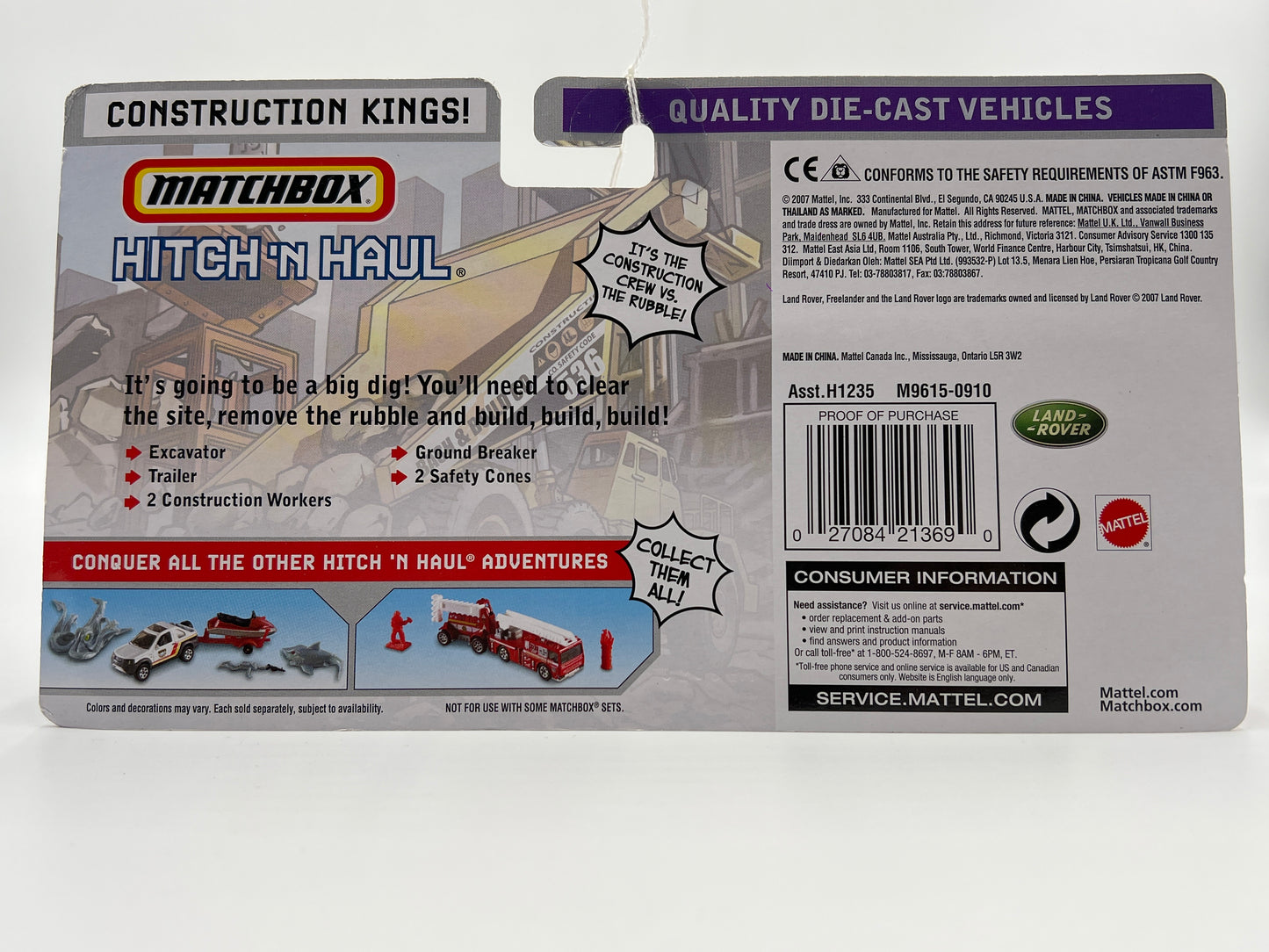 Matchbox Hitch N Haul MBX Metal Construction Kings Excavator & Trailer