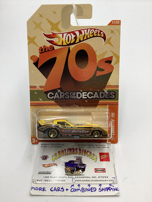 2011 Hot Wheels Cars of the Decades The 70s #17 77 Corvette F/C Yellow 157G