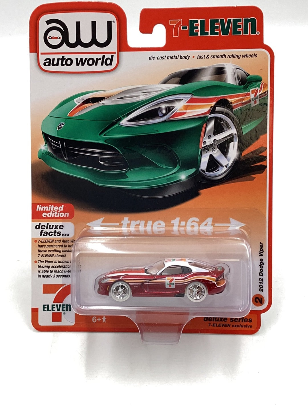 Auto world 7-Eleven 7-11 2012 Dodge Viper ultra red chase