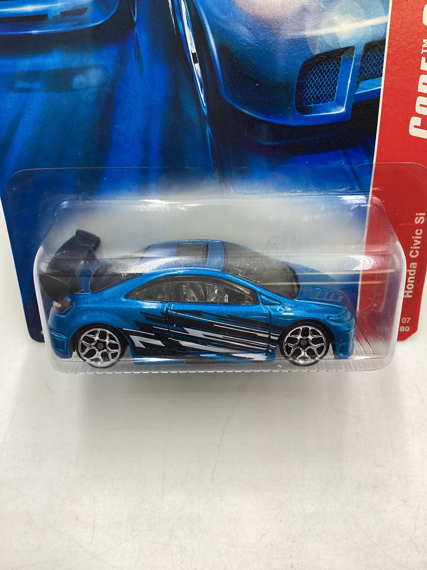 2007 Hot wheels #100 Code Car Blue Honda Civic Si