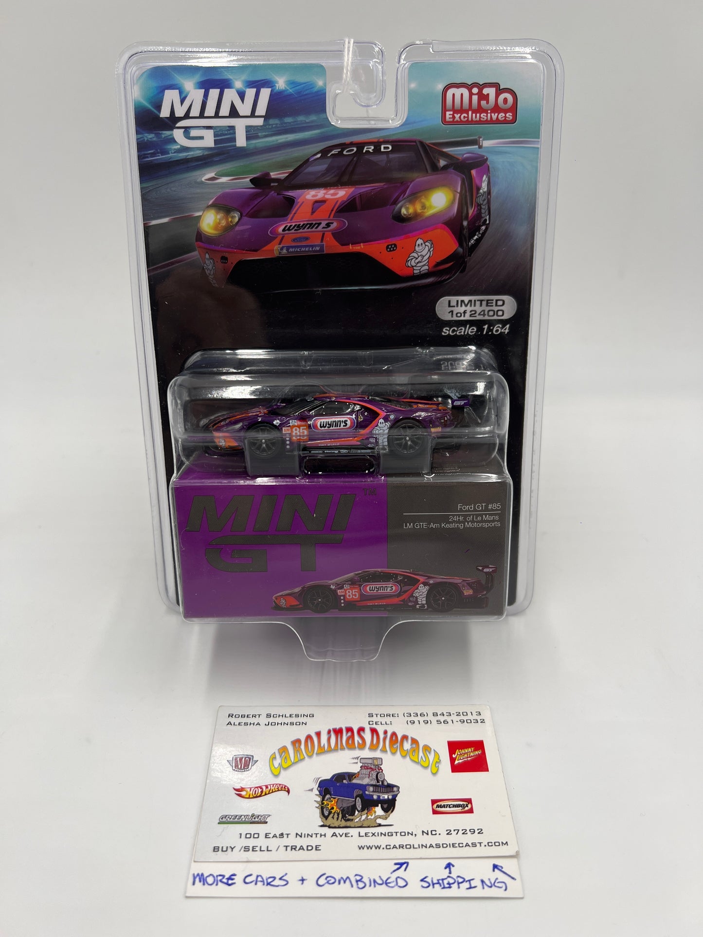 Mini GT Mijo Exclusives #438 Ford GT #85 Wynns Le Mans Purple