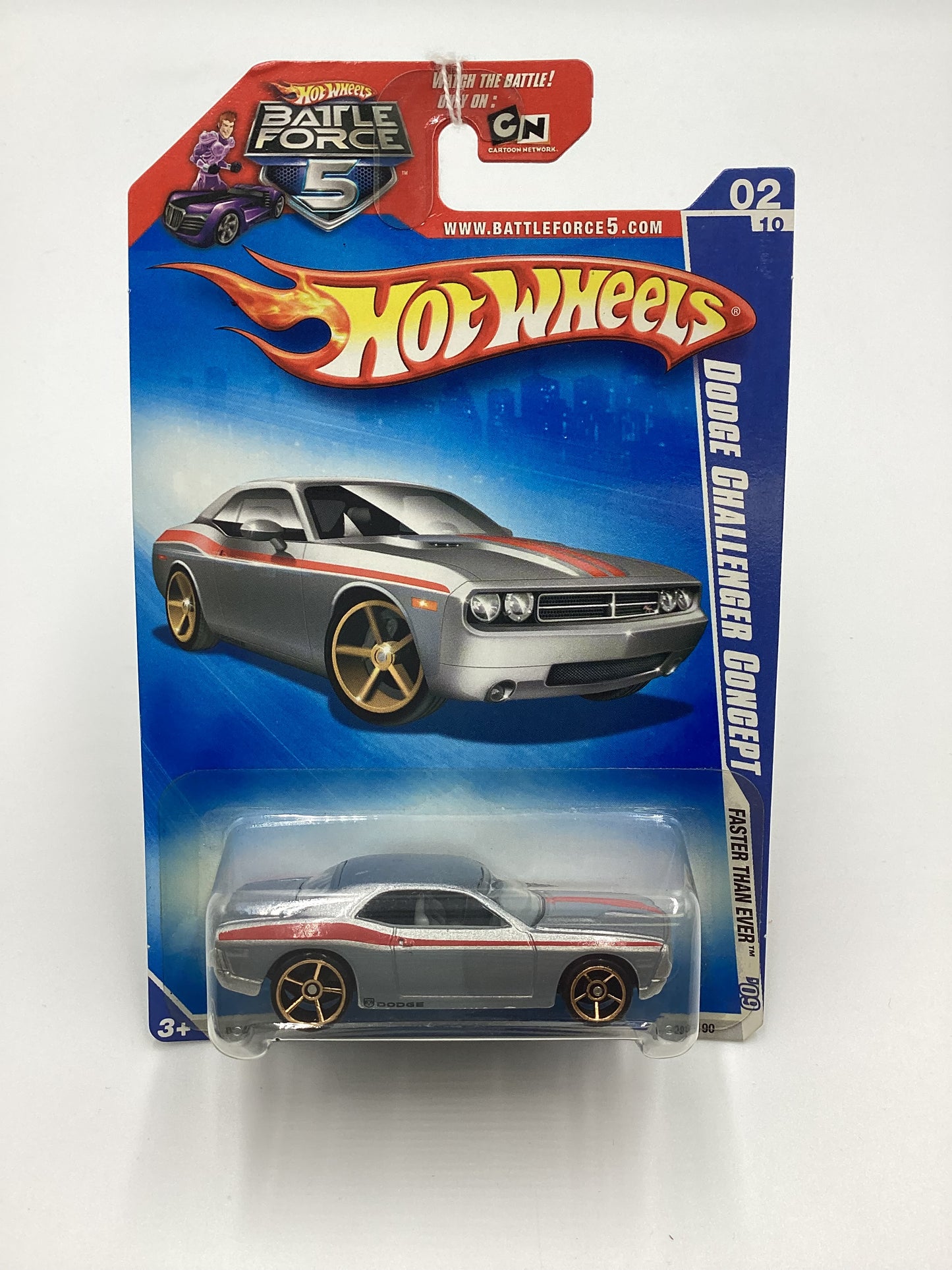 2009 Hot Wheels #128 Dodge Challenger Concept FTE faster than ever Silver Battle Force Card 44C