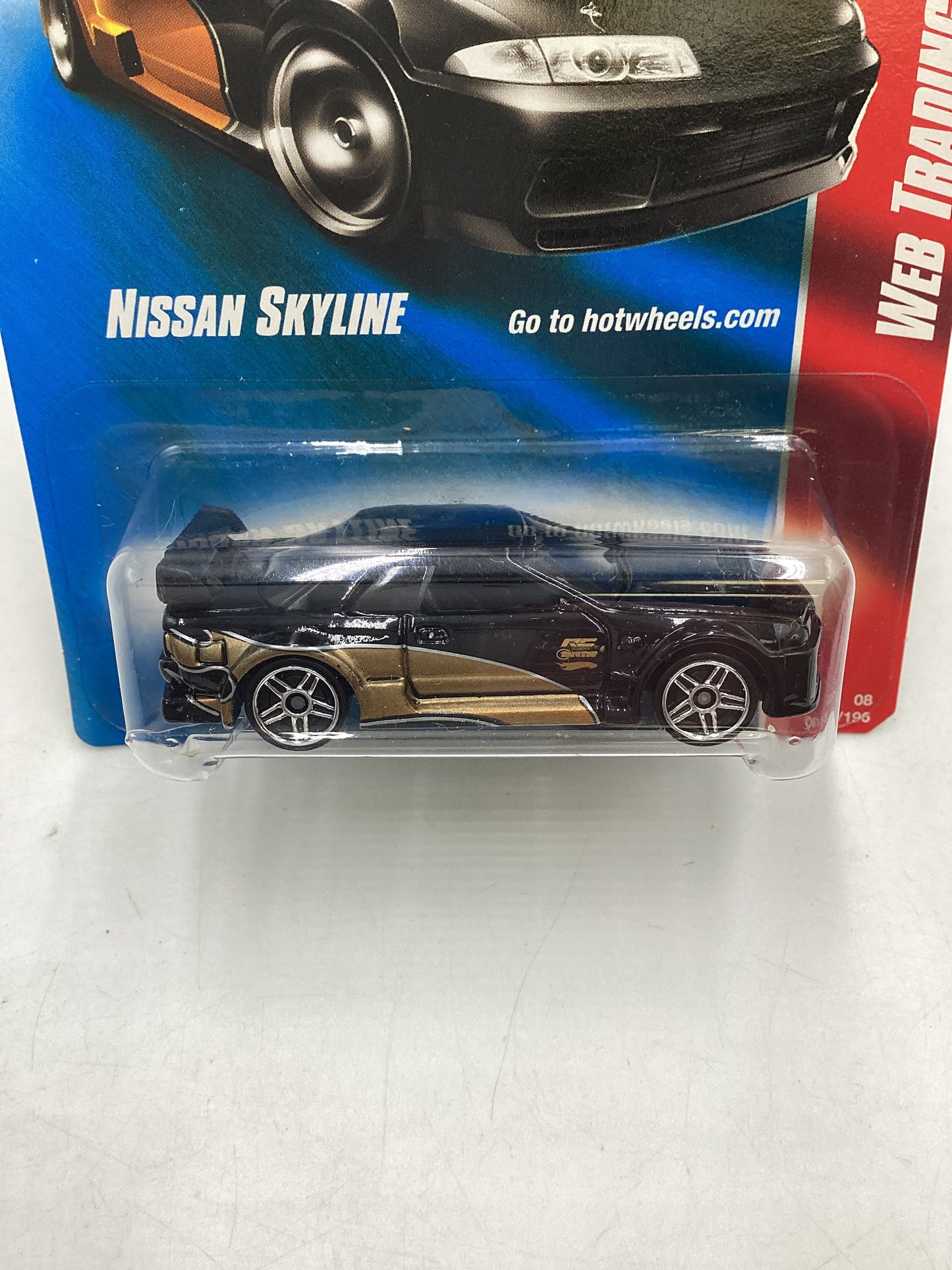 2008 Hot Wheels #081 Web Trading Cars Black Nissan Skyline with protector