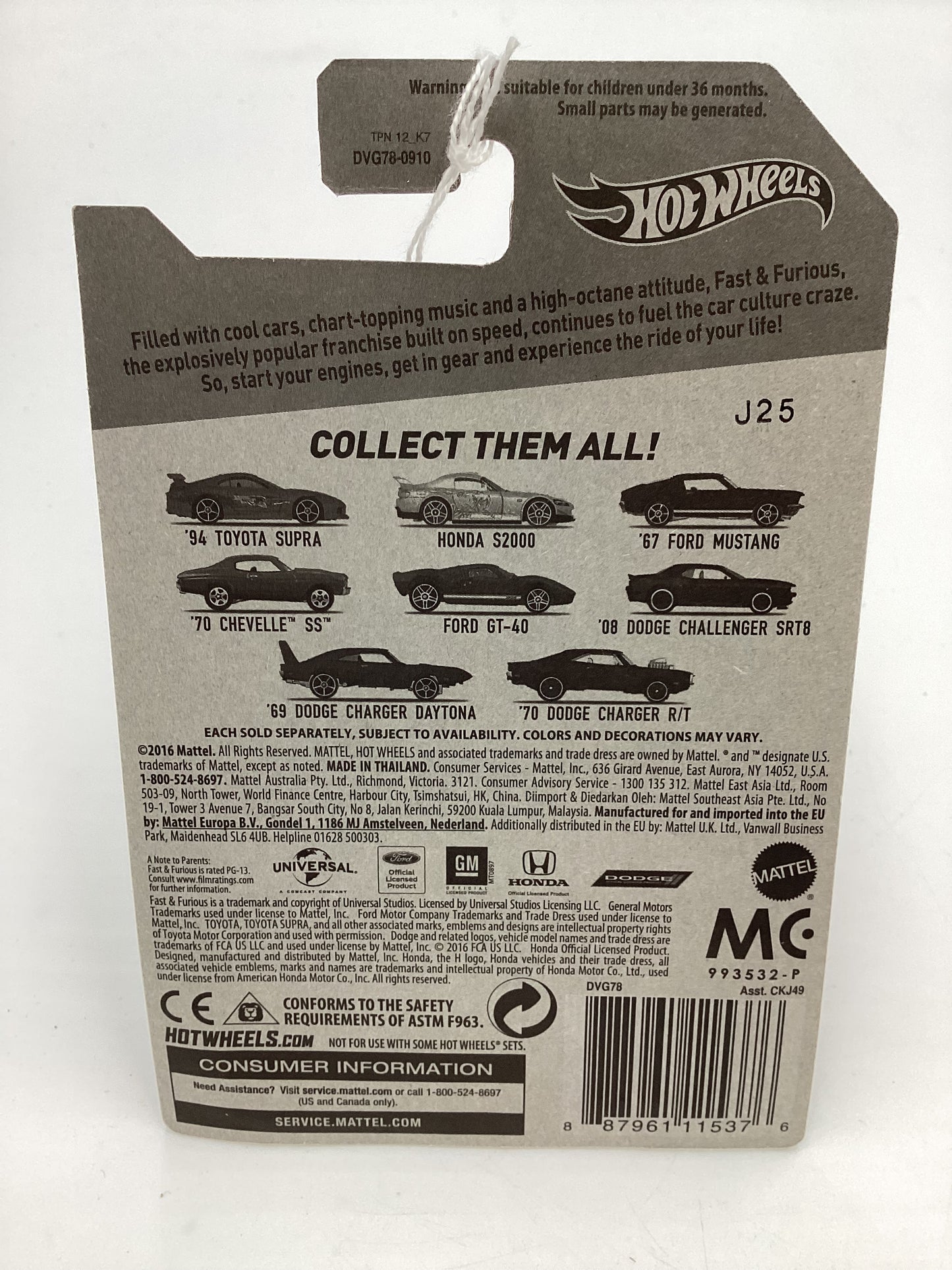 2016 Hot Wheels Fast and Furious 6 #6 08 Dodge Challenger SRT8 Black 70H