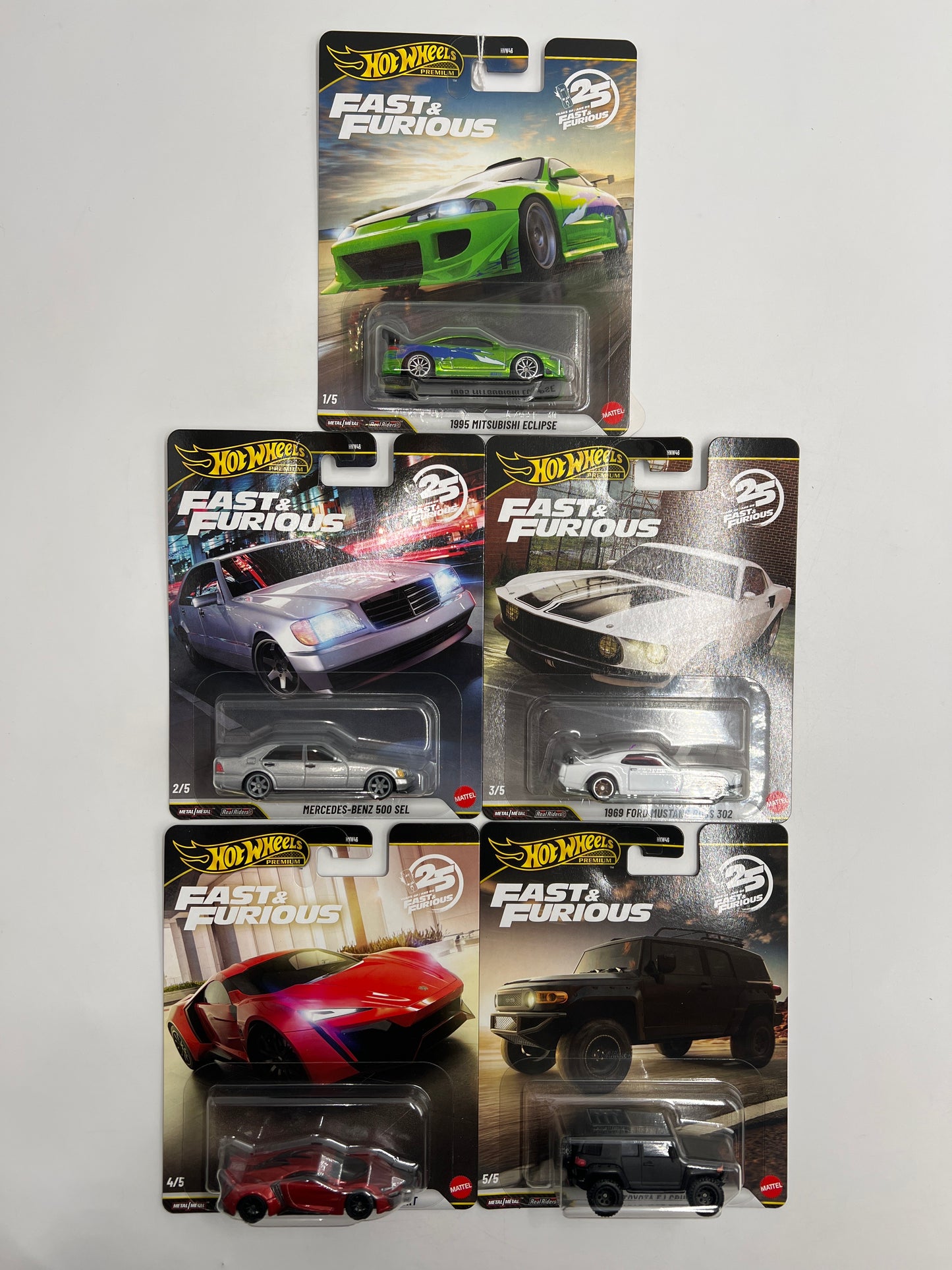 2026 Hot Wheels Premium Fast & Furious 25th Anniversary Complete Set Of 5