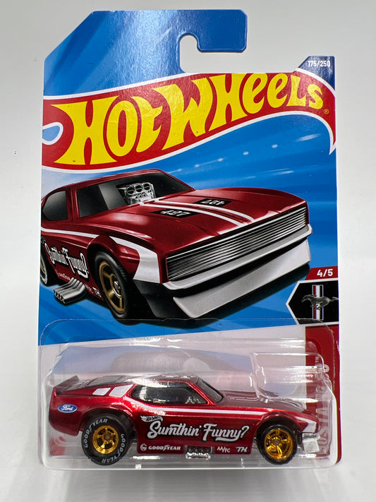 2025 Hot Wheels Super Treasure Hunt #175 71 Mustang Funny Car Red W/Protector Intl Card See Desc