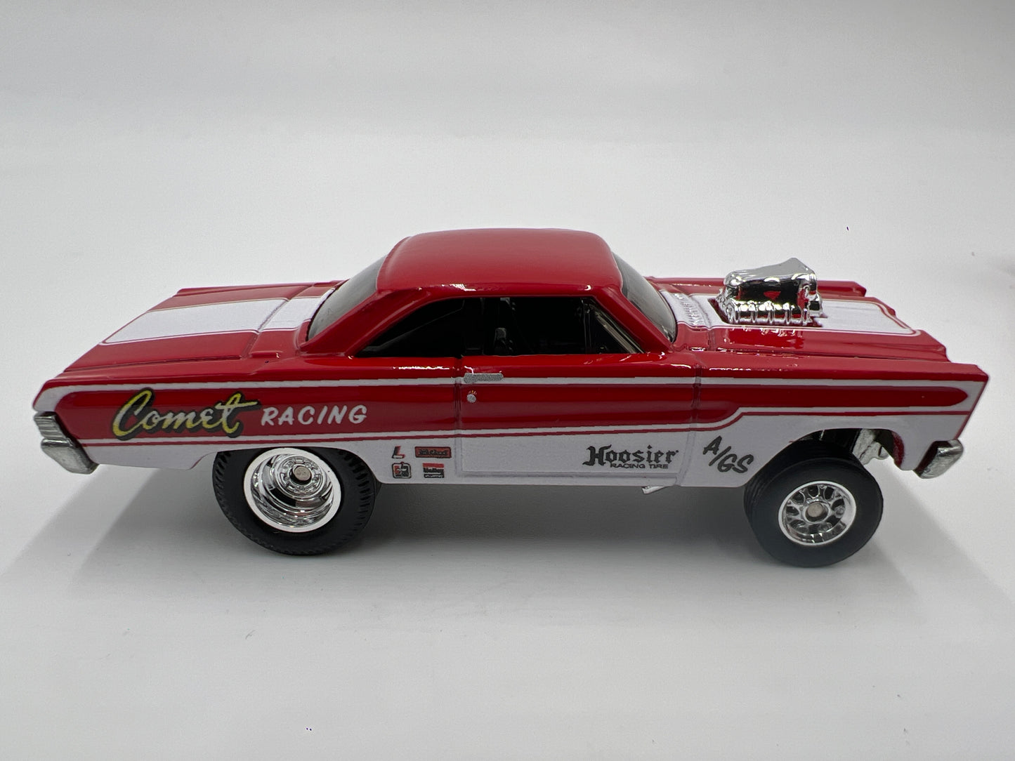 Hot Wheels 1/64 Premium Team Transport #28 65 Mercury Comet Cyclone & Ford C-800 Red Loose
