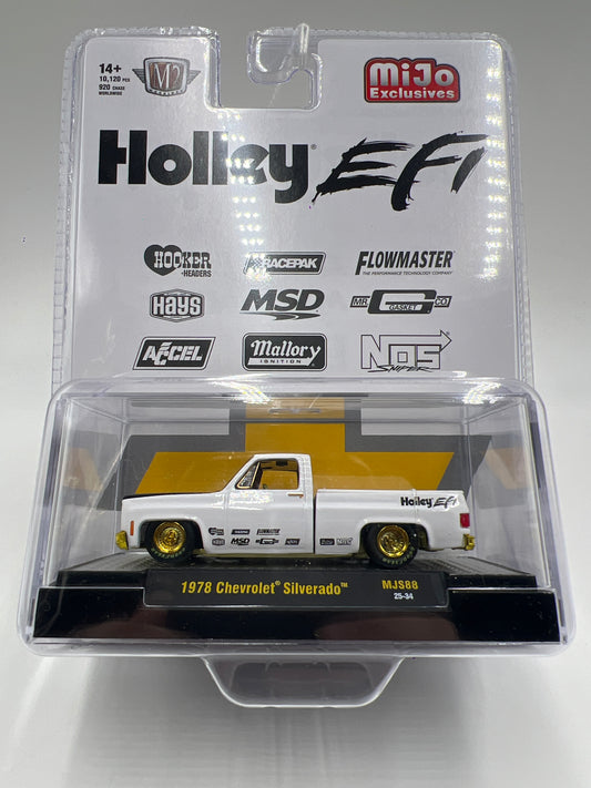 M2 Machines MiJo Exclusives CHASE 1978 Chevrolet Silverado Holley EFI White MJS88