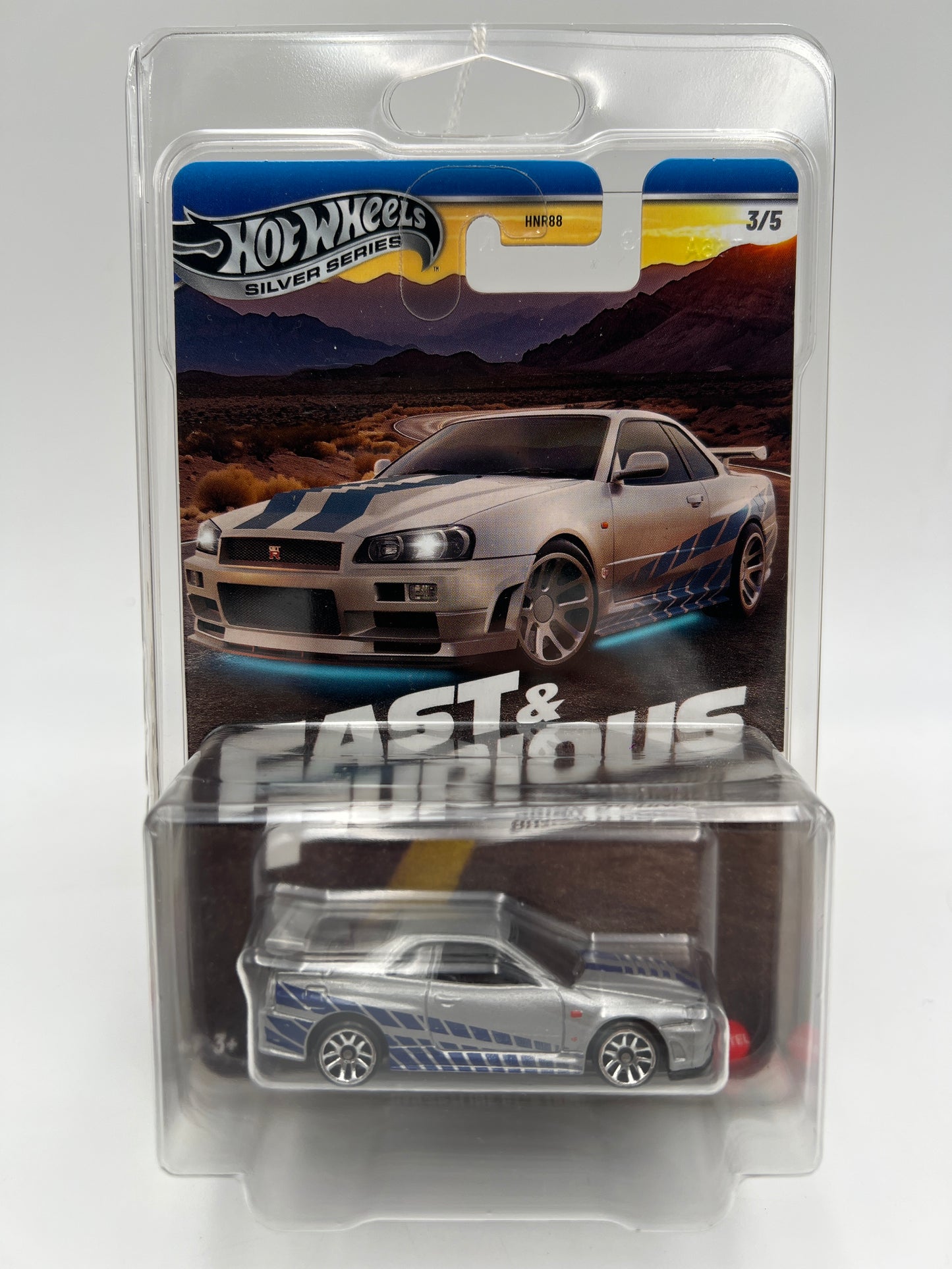 Hot Wheels Fast & Furious Brian O Conner #3 Nissan Skyline GT-R BNR34 Silver W/Protector