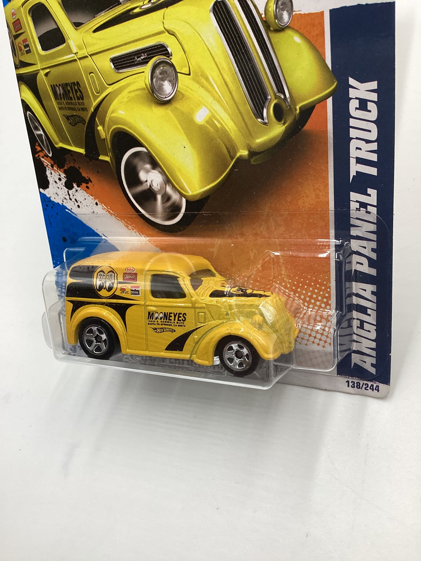 2011 Hot wheels #138 Anglia Panel Truck Yellow Moon Eyes Green Lantern Card (SR)