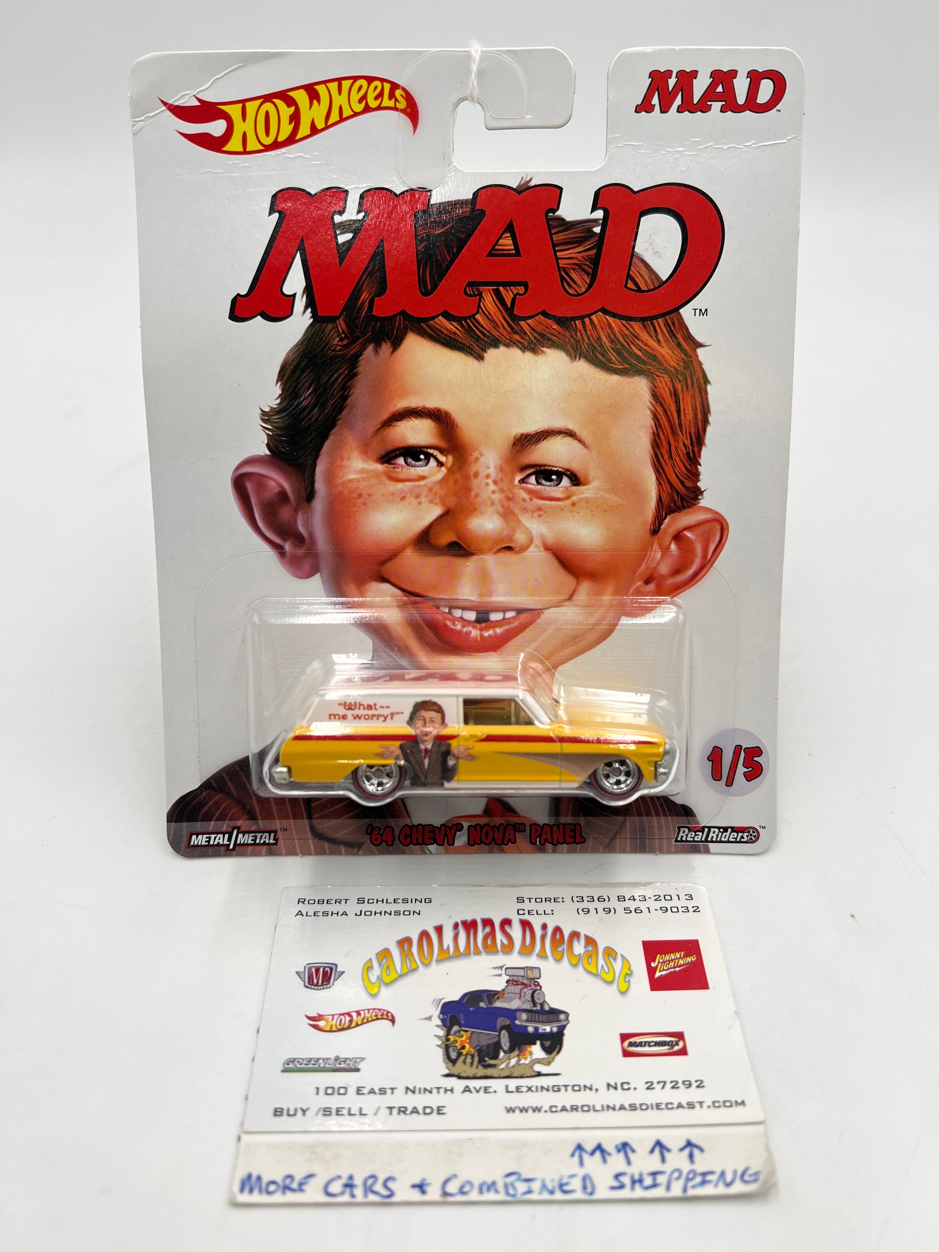 美品Hot Wheels × MAD ’64 アルフレッド・E・ニューマン Hot Wheels Pop Culture 1/5 Mad 64 Chevy Nova Panel *Veins* 262i