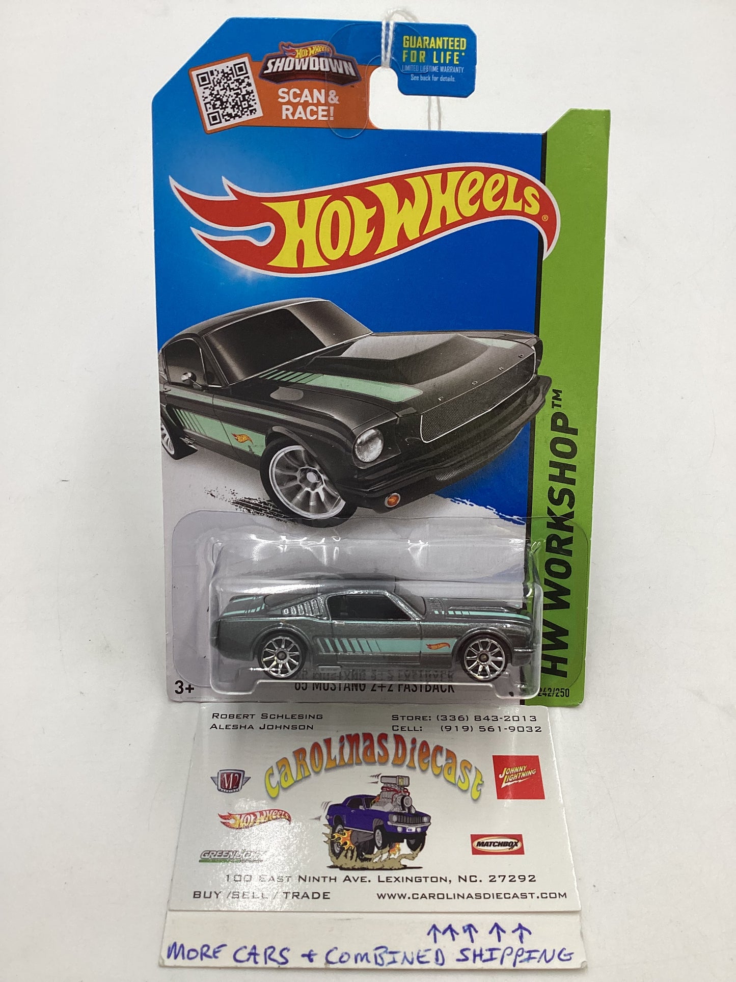 2015 Hot Wheels Workshop #242 65 Mustang 2+2 Fastback Silver 25H