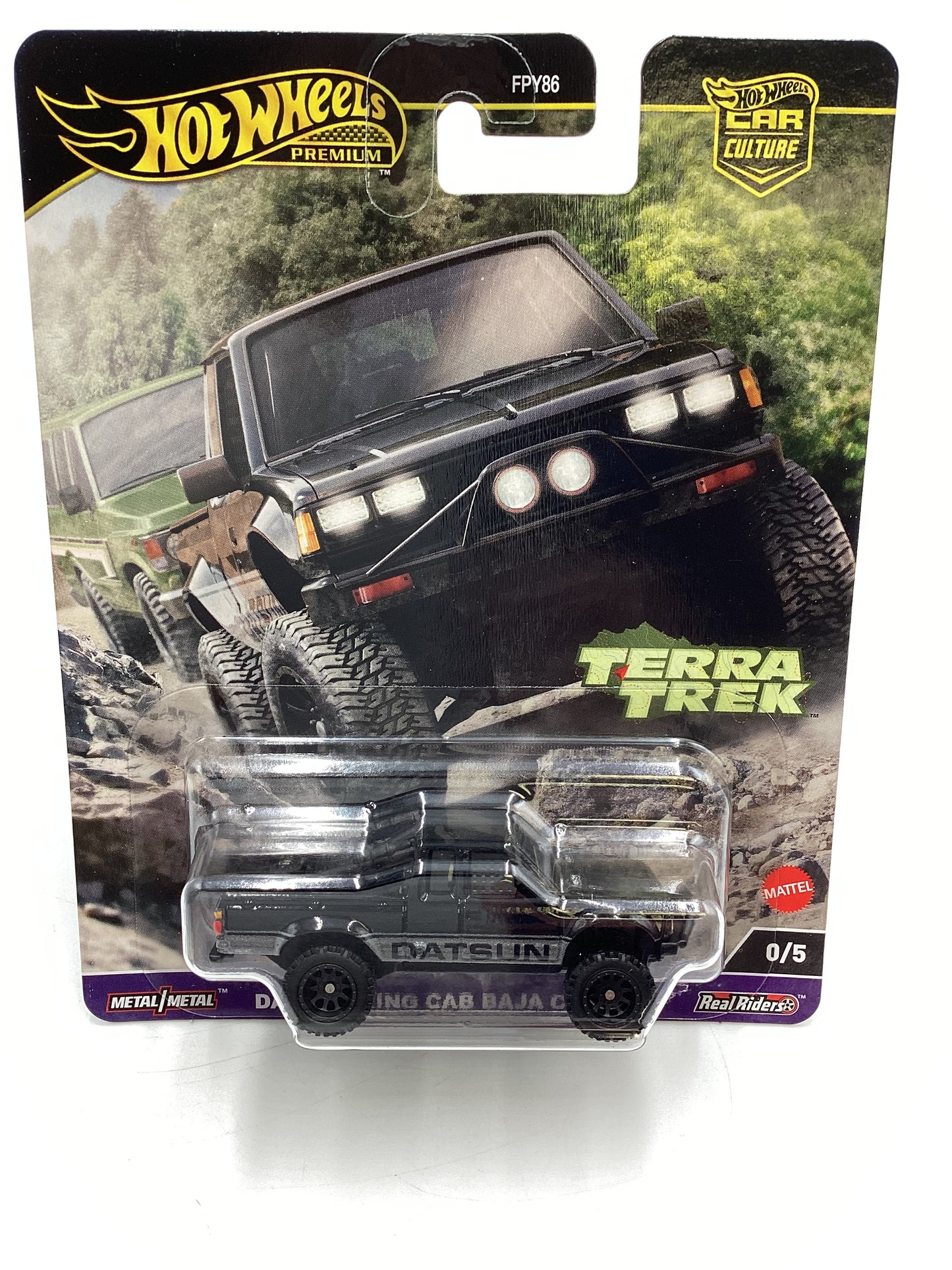 2024 Hot Wheels Car Premium Terra Trek #0 Chase Datsun King Cab Baja Custom Black W/Protector