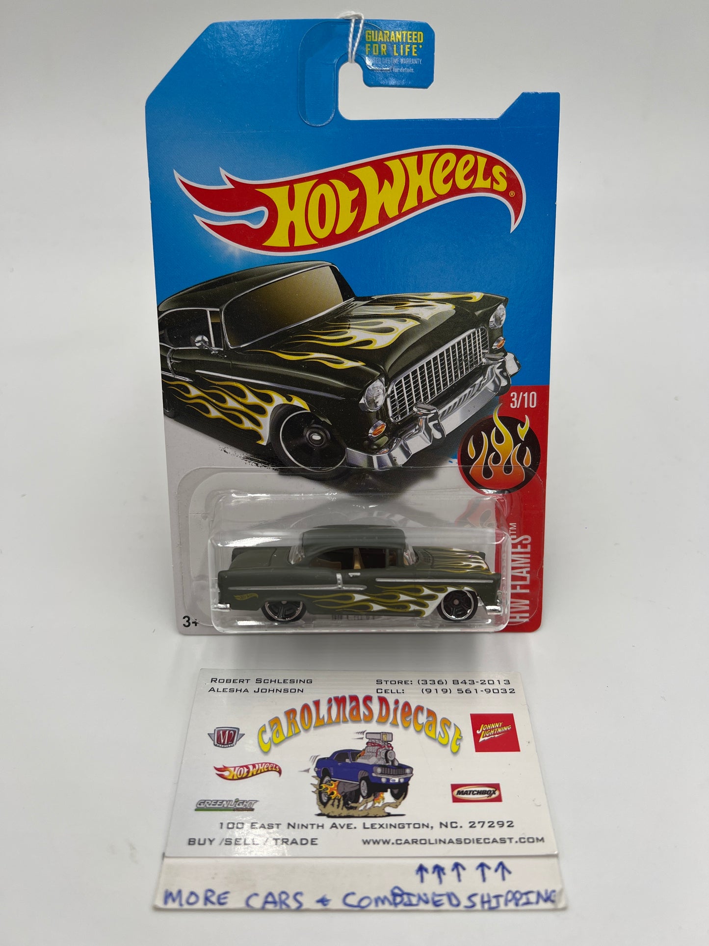 2017 Hot Wheels Kmart Exclusive HW Flames 55 Chevy Dark Green 238F