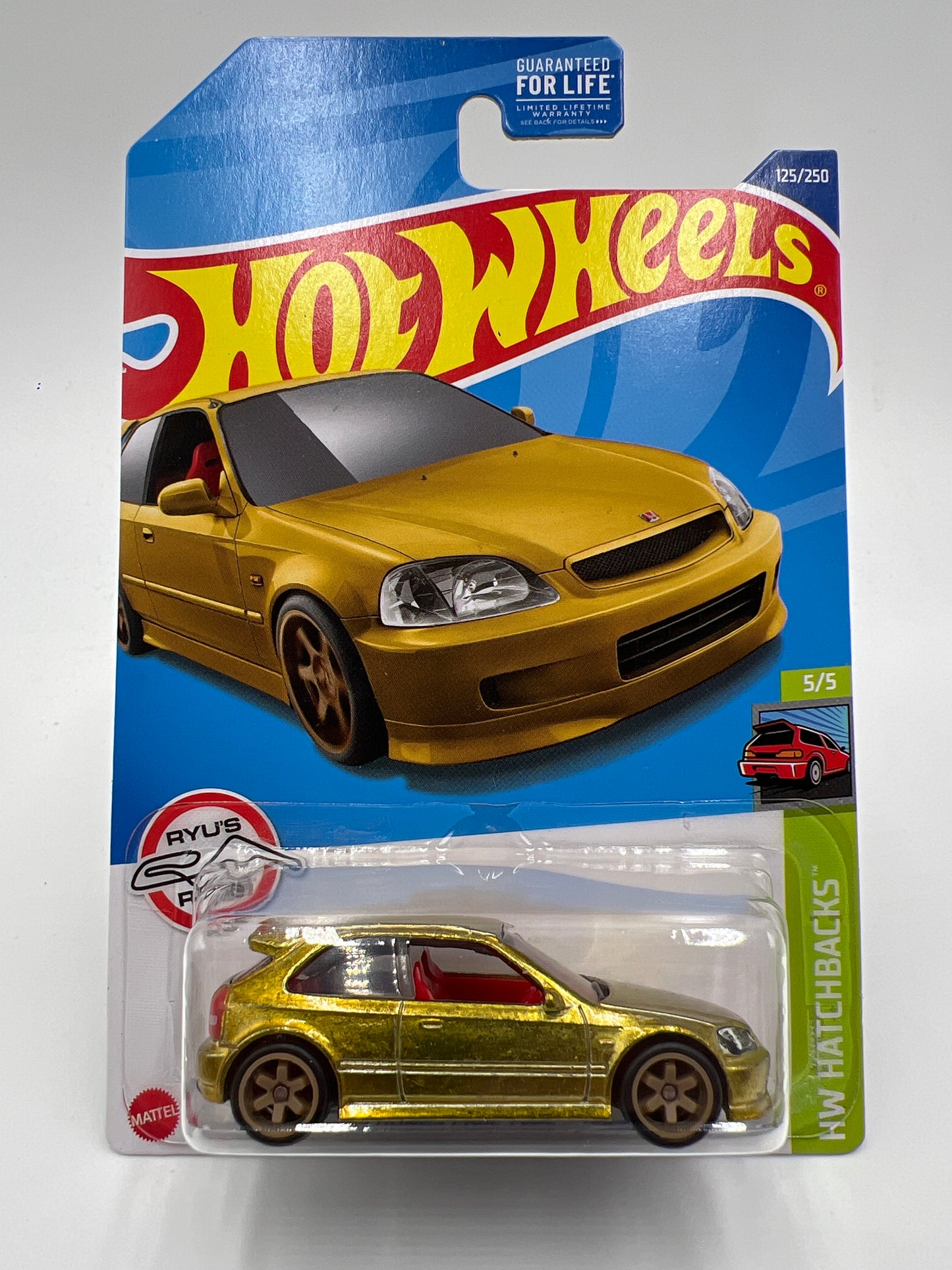 2022 Hot Wheels Super Treasure Hunt #125 99 Honda Civic Type R EK9 Gold W/Protector
