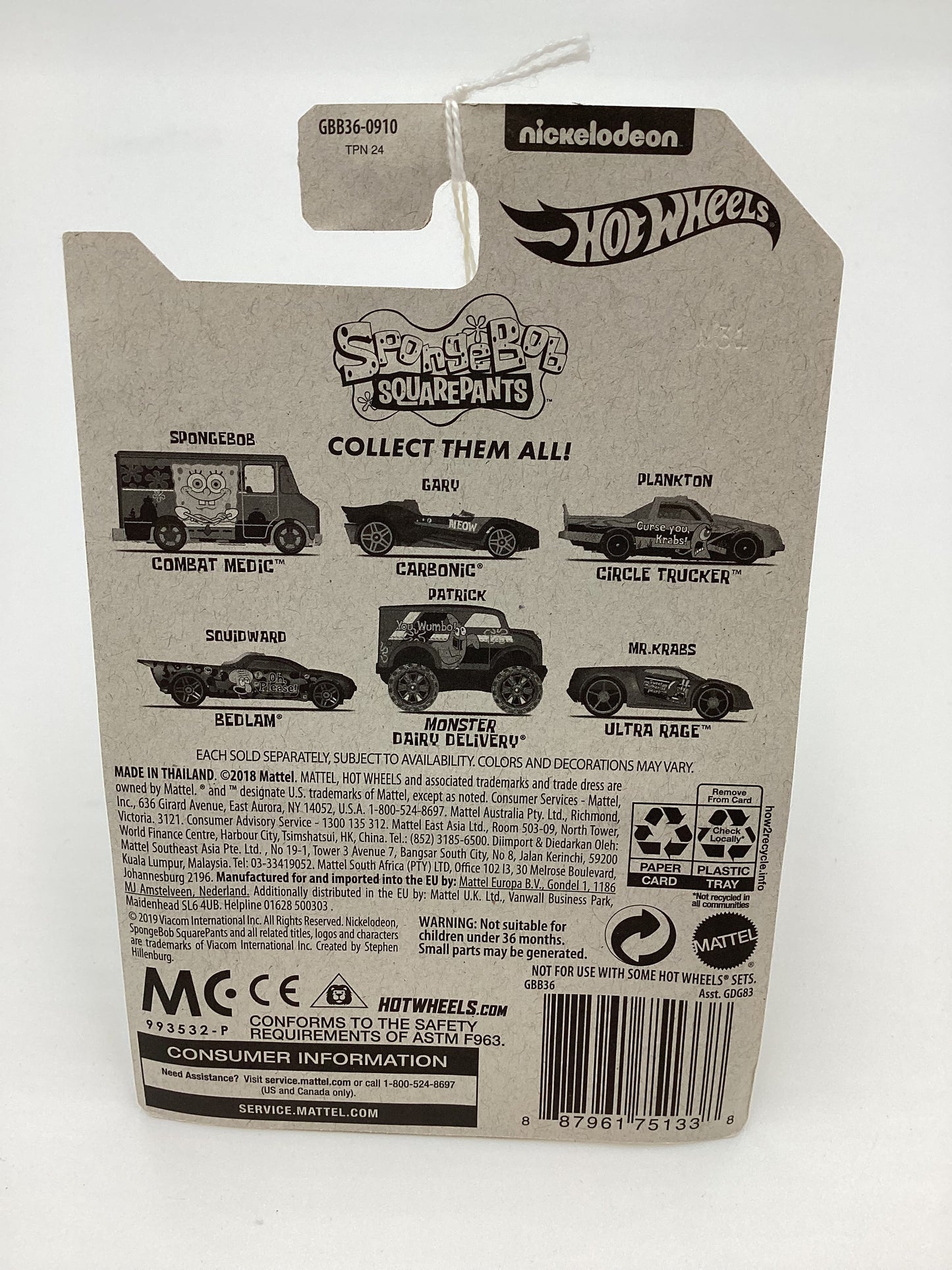 Hot Wheels Spongebob 20 Best Year Ever Set #5 Monster Dairy Delivery Purple Patrick 161L